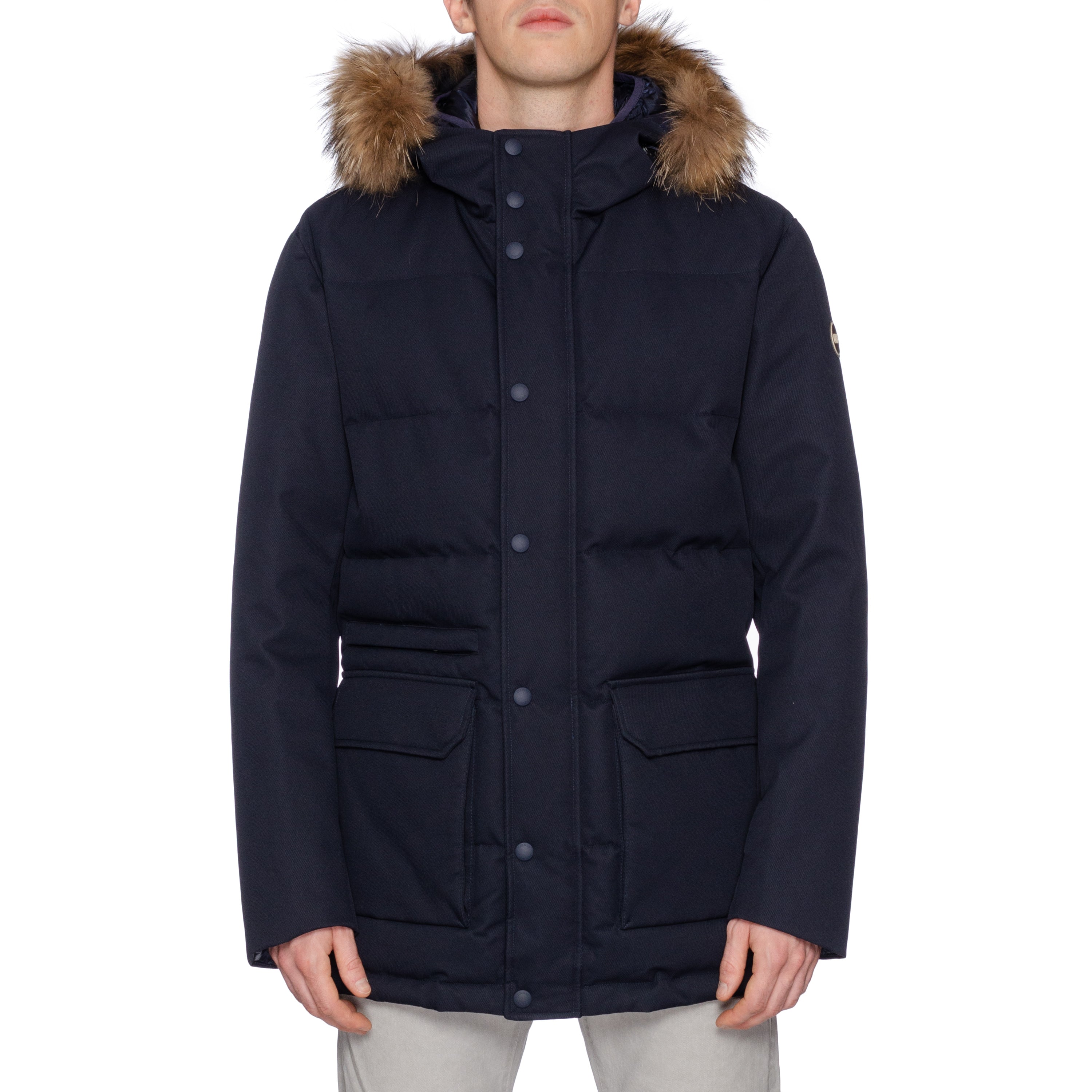 COLMAR Blue Down-Feather Fur Trimmed Hooded Parka Jacket Coat US 2XL NEW EU 56 COLMAR