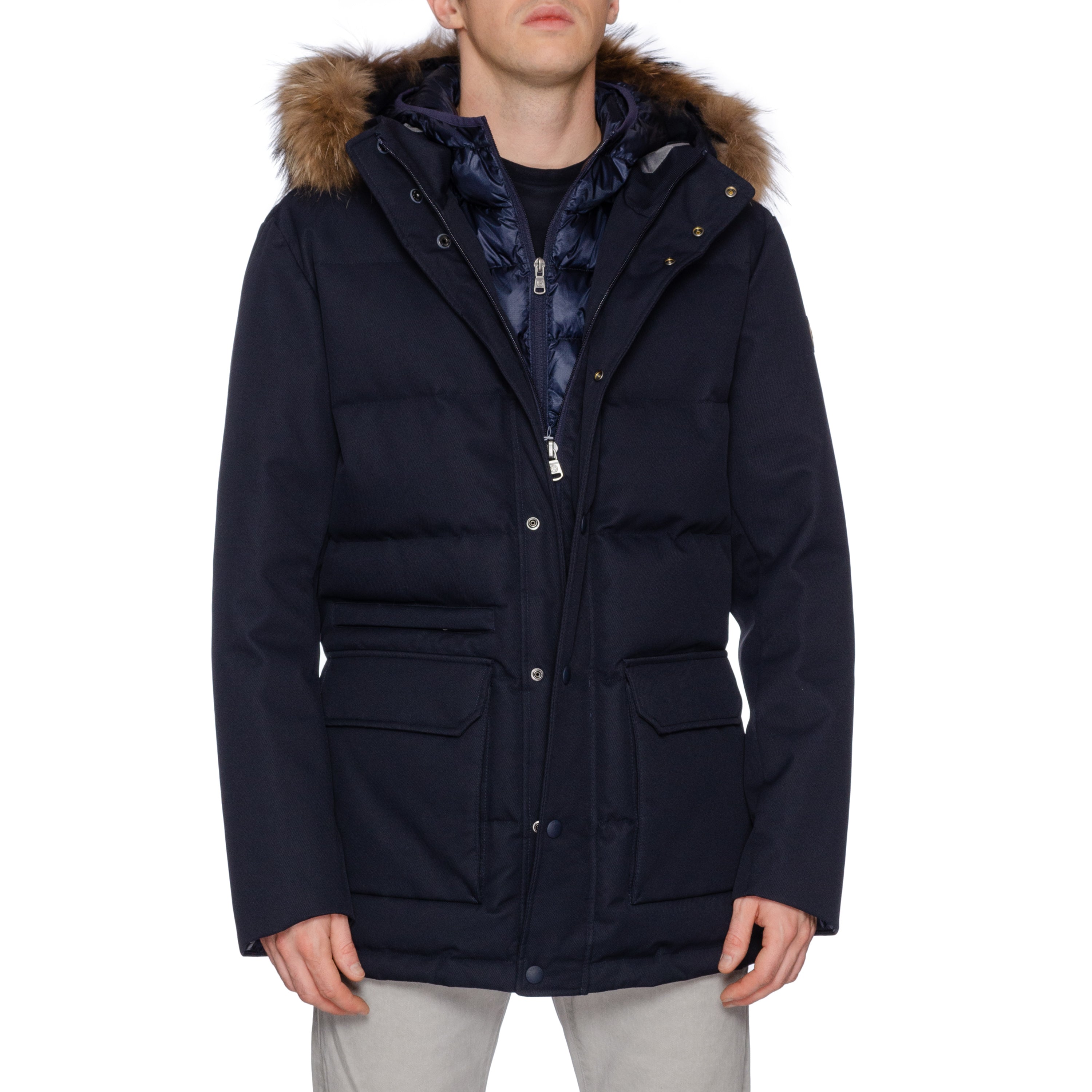 COLMAR Blue Down-Feather Fur Trimmed Hooded Parka Jacket Coat US 2XL NEW EU 56 COLMAR
