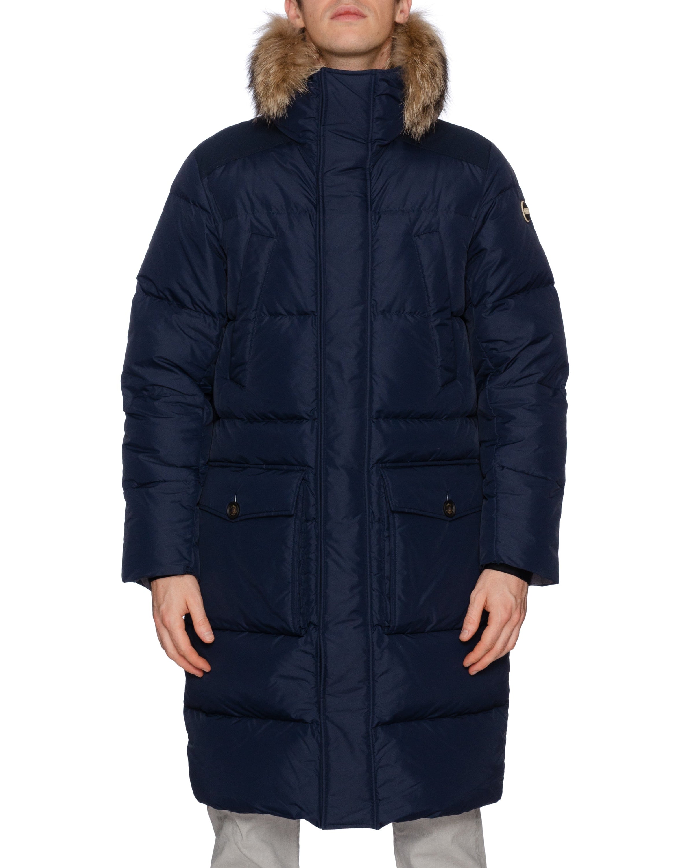 COLMAR Blue Down-Feather Fur Trimmed Hooded Parka Jacket Coat 46 NEW XS COLMAR