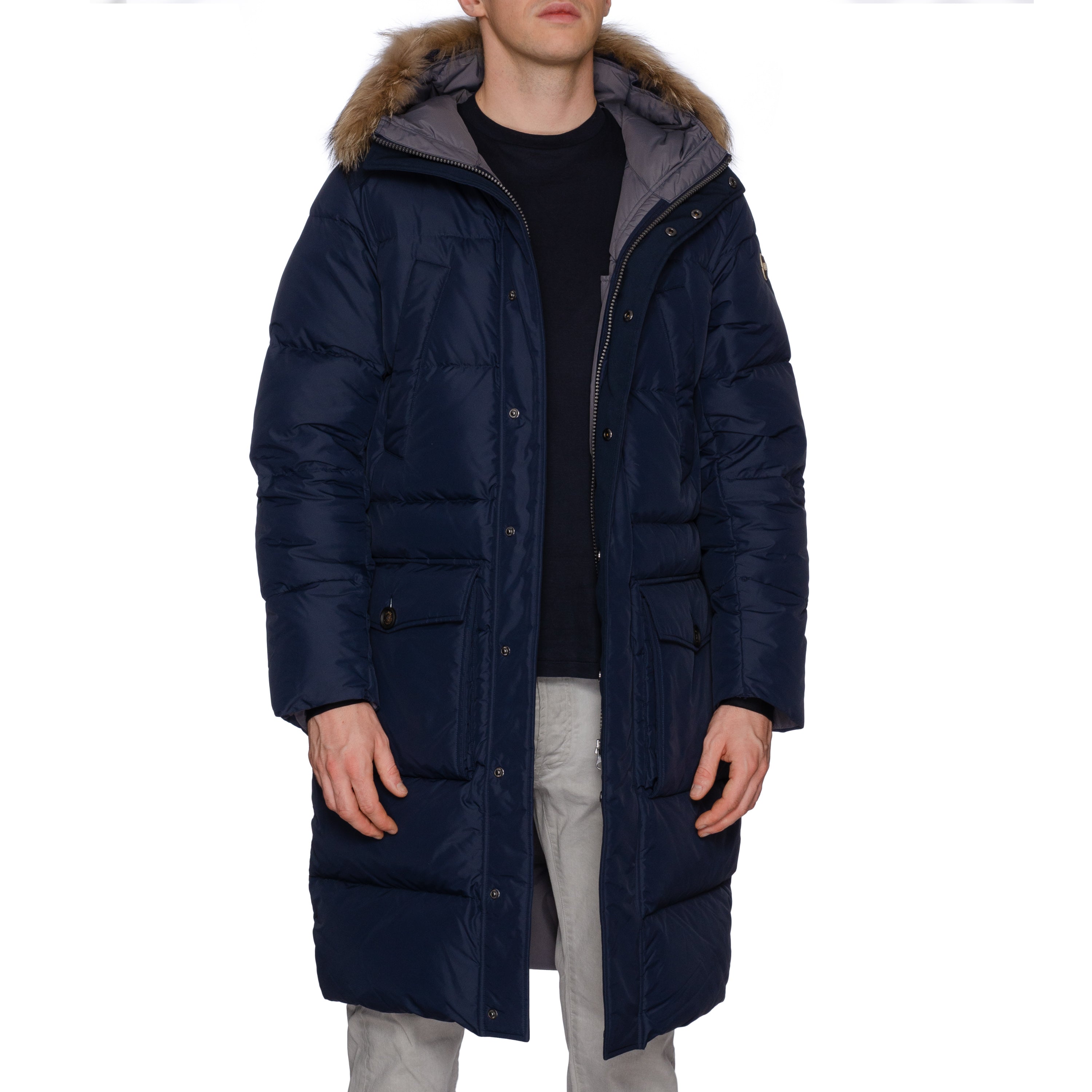 COLMAR Blue Down-Feather Fur Trimmed Hooded Parka Jacket Coat 46 NEW XS COLMAR