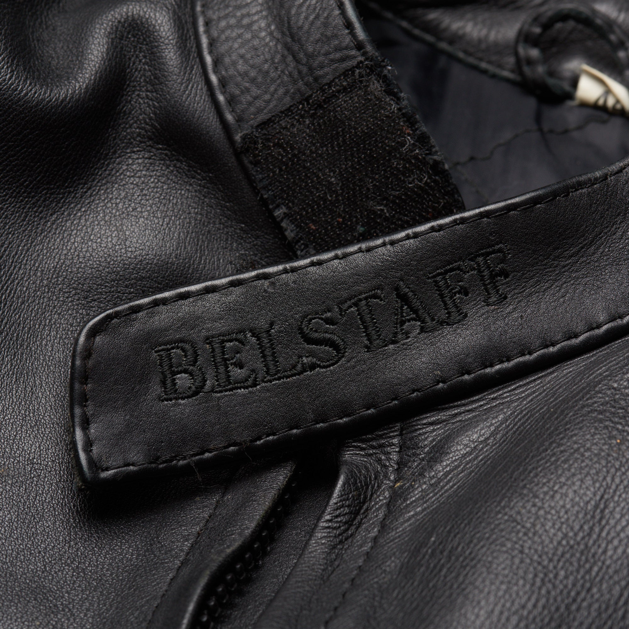 BELSTAFF Black Leather Motorcycle Jacket Protectors Size 44 US S Made in UK BELSTAFF