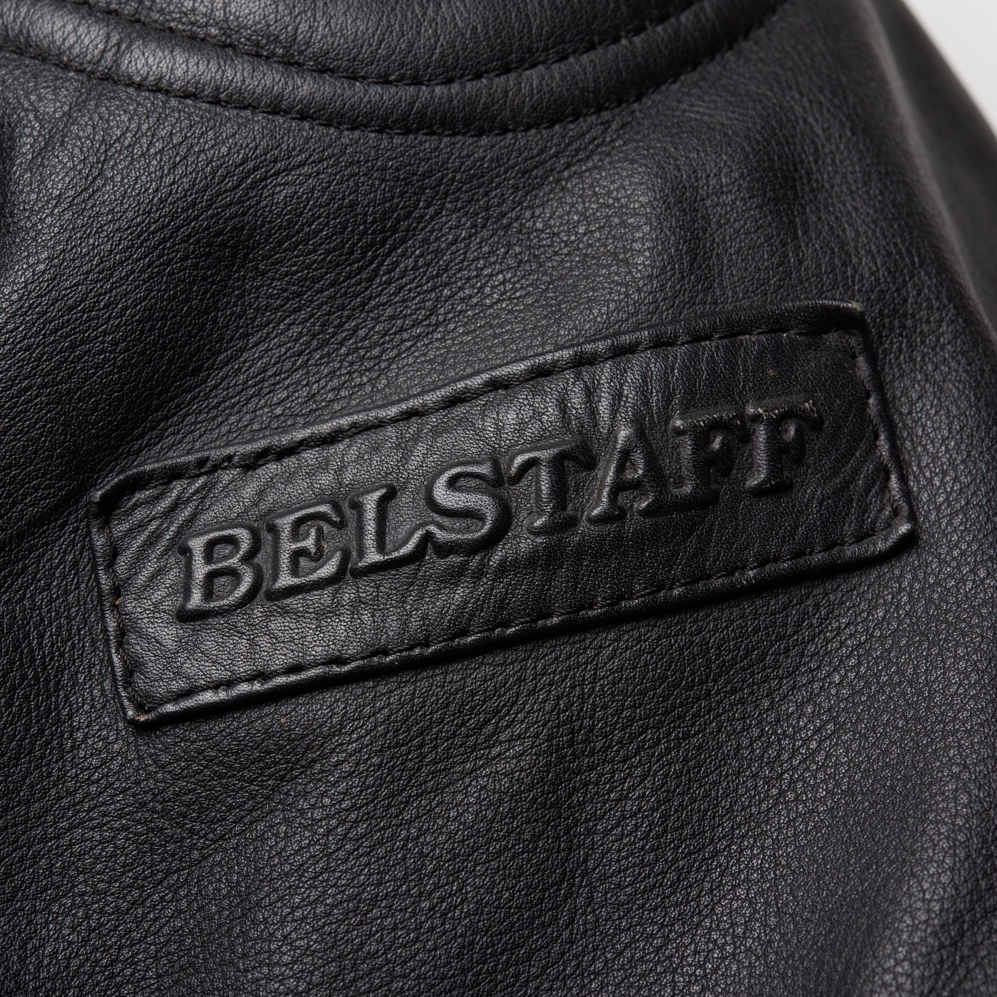 BELSTAFF Black Leather Motorcycle Jacket Protectors Size 44 US S Made in UK BELSTAFF