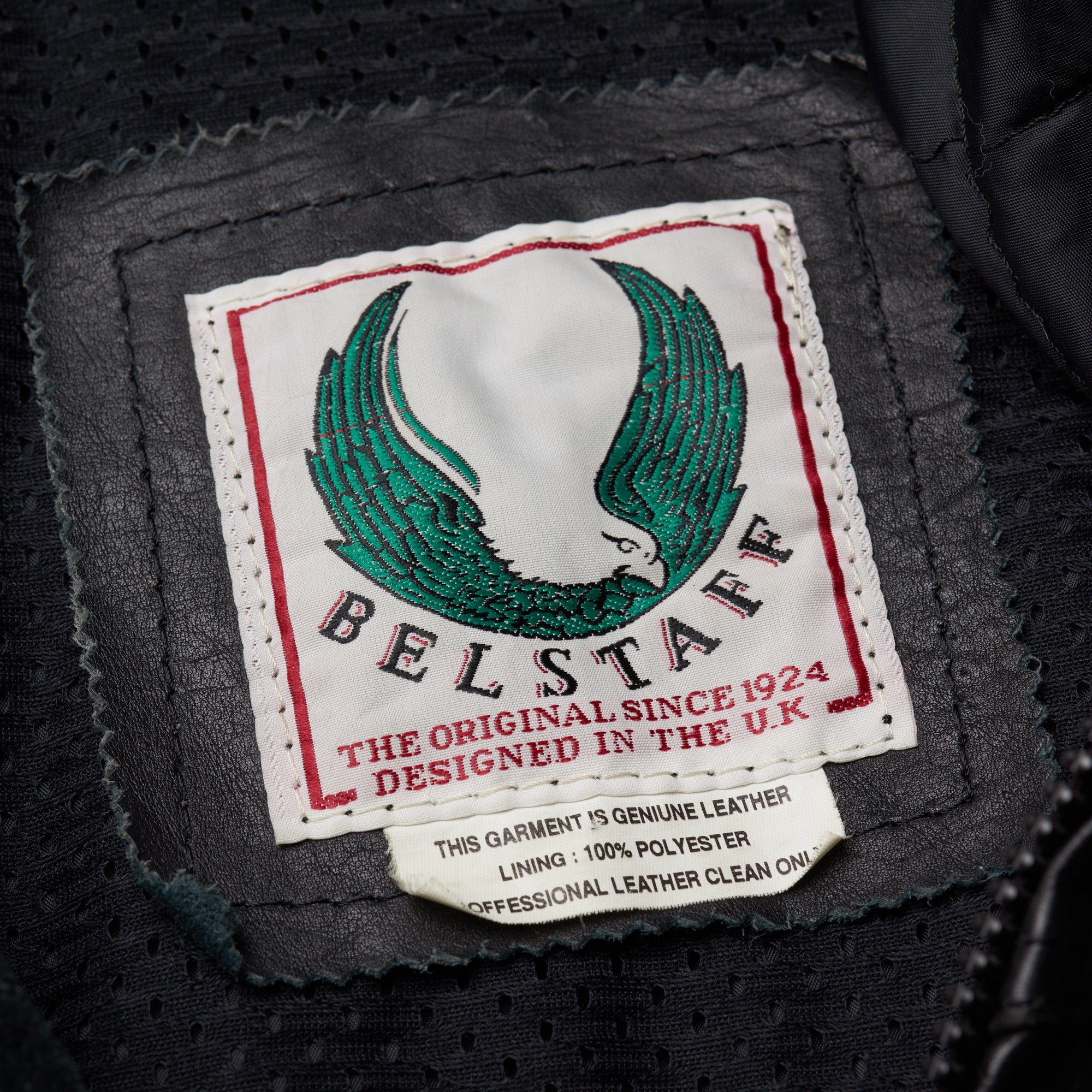 BELSTAFF Black Leather Motorcycle Jacket Protectors Size 44 US S Made in UK BELSTAFF
