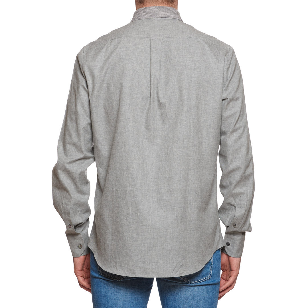 BERLUTI Paris Gray Twill Cotton Knitted Collar Casual Shirt Size RM BERLUTI