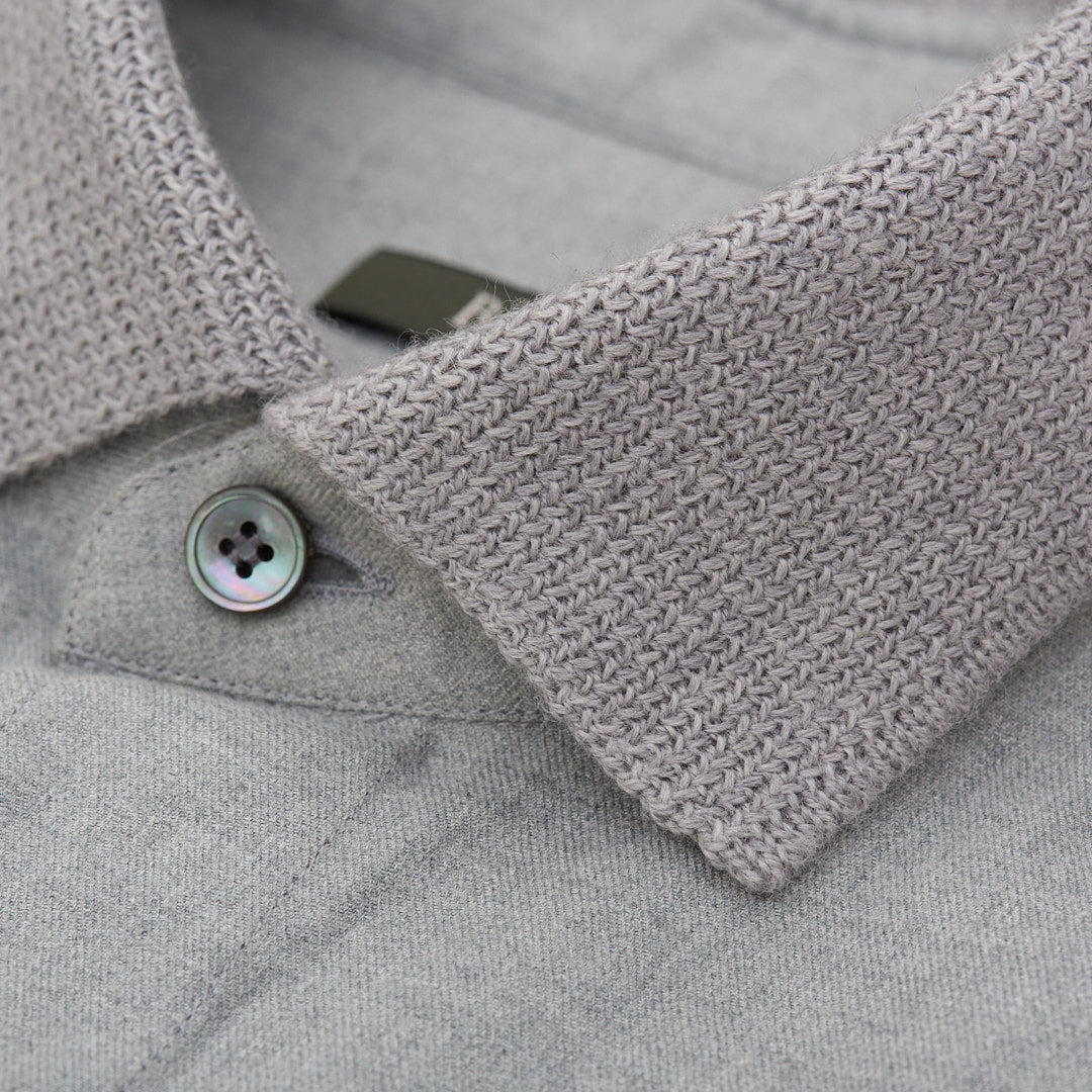 BERLUTI Paris Gray Twill Cotton Knitted Collar Casual Shirt Size RM BERLUTI