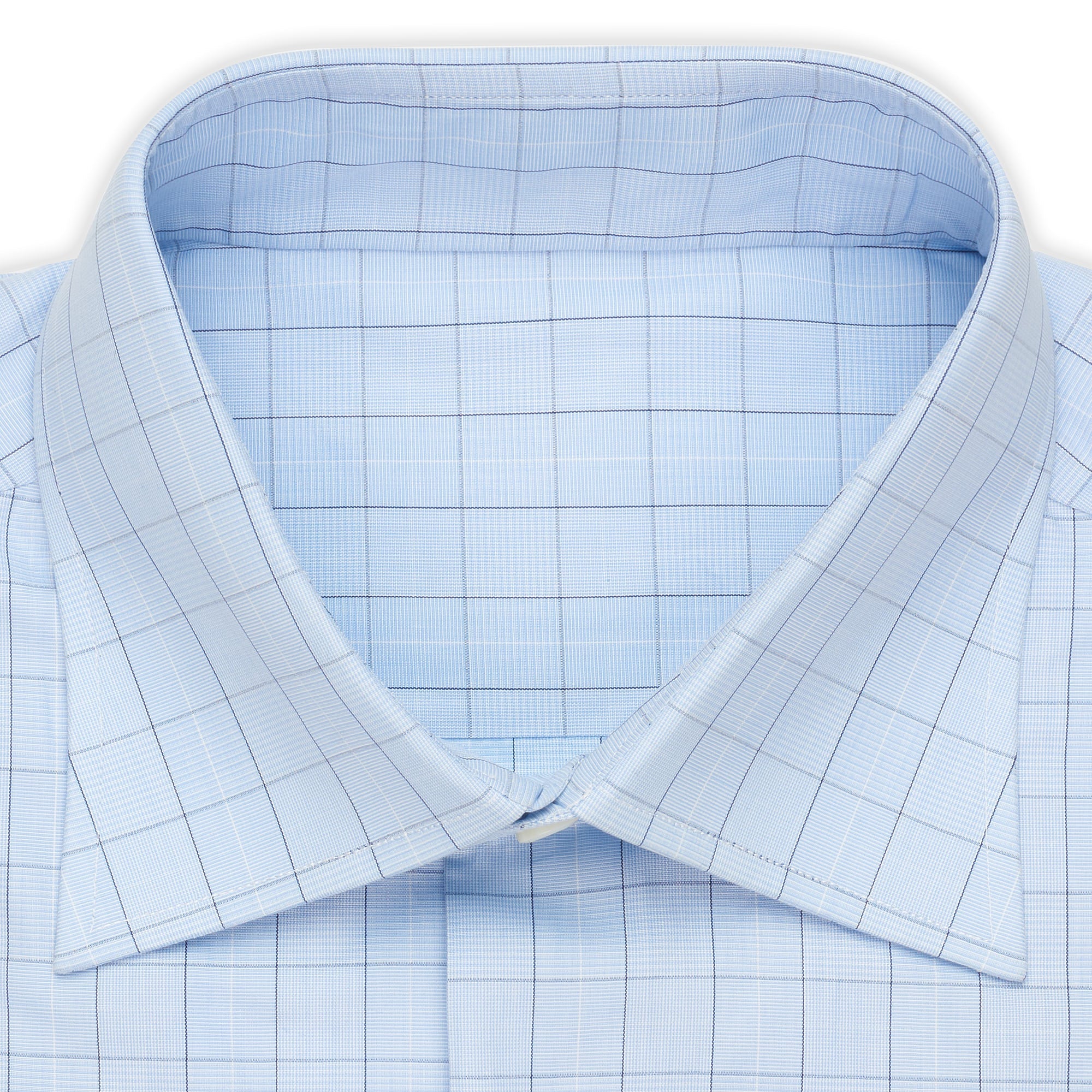 BESPOKE ATHENS Blue Plaid Cotton Spalla Camicia Dress Shirt 43 NEW 17 Classic BESPOKE ATHENS