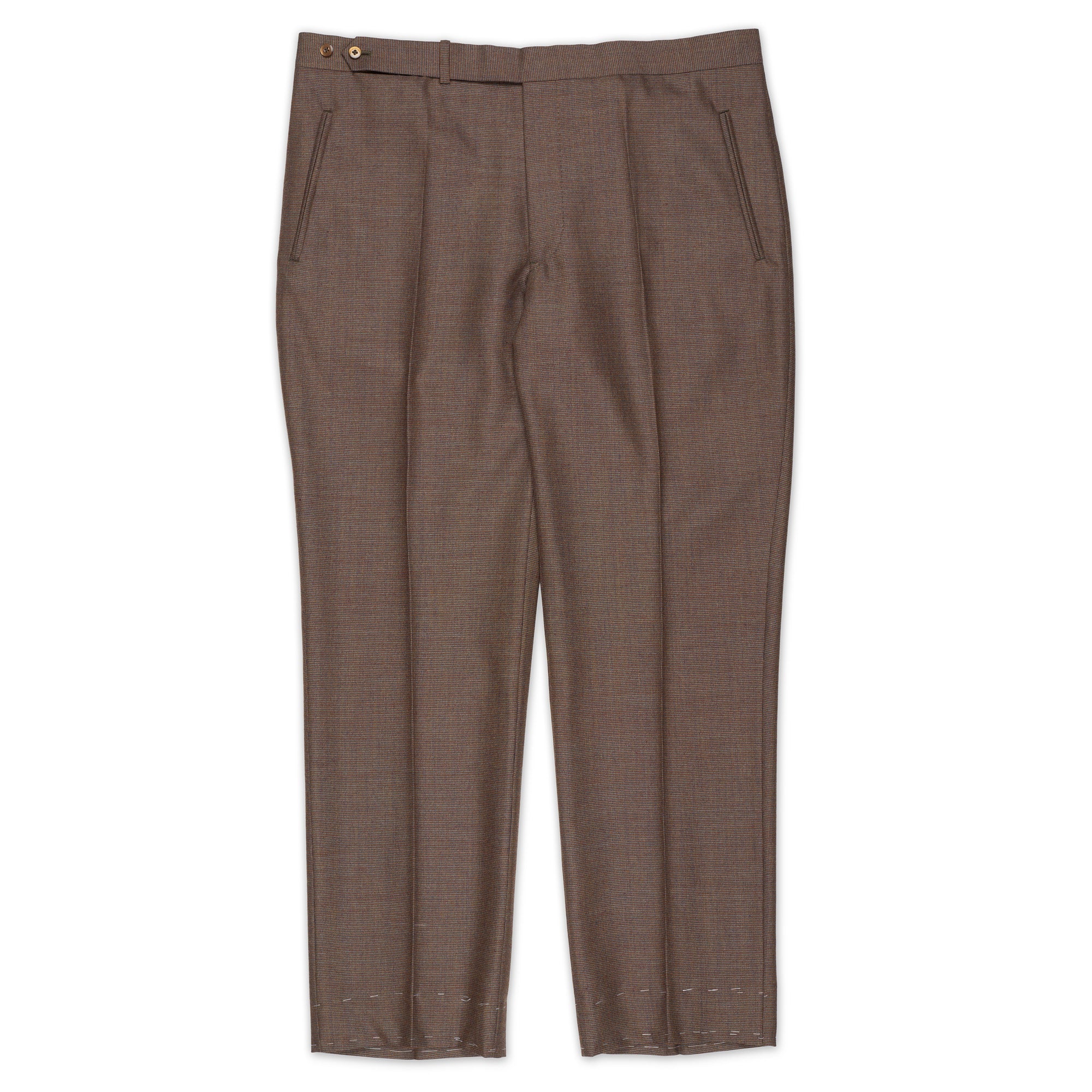 BESPOKE ATHENS Handmade Brown Wool Flat Front Dress Pants EU 56 NEW US 40 BESPOKE ATHENS