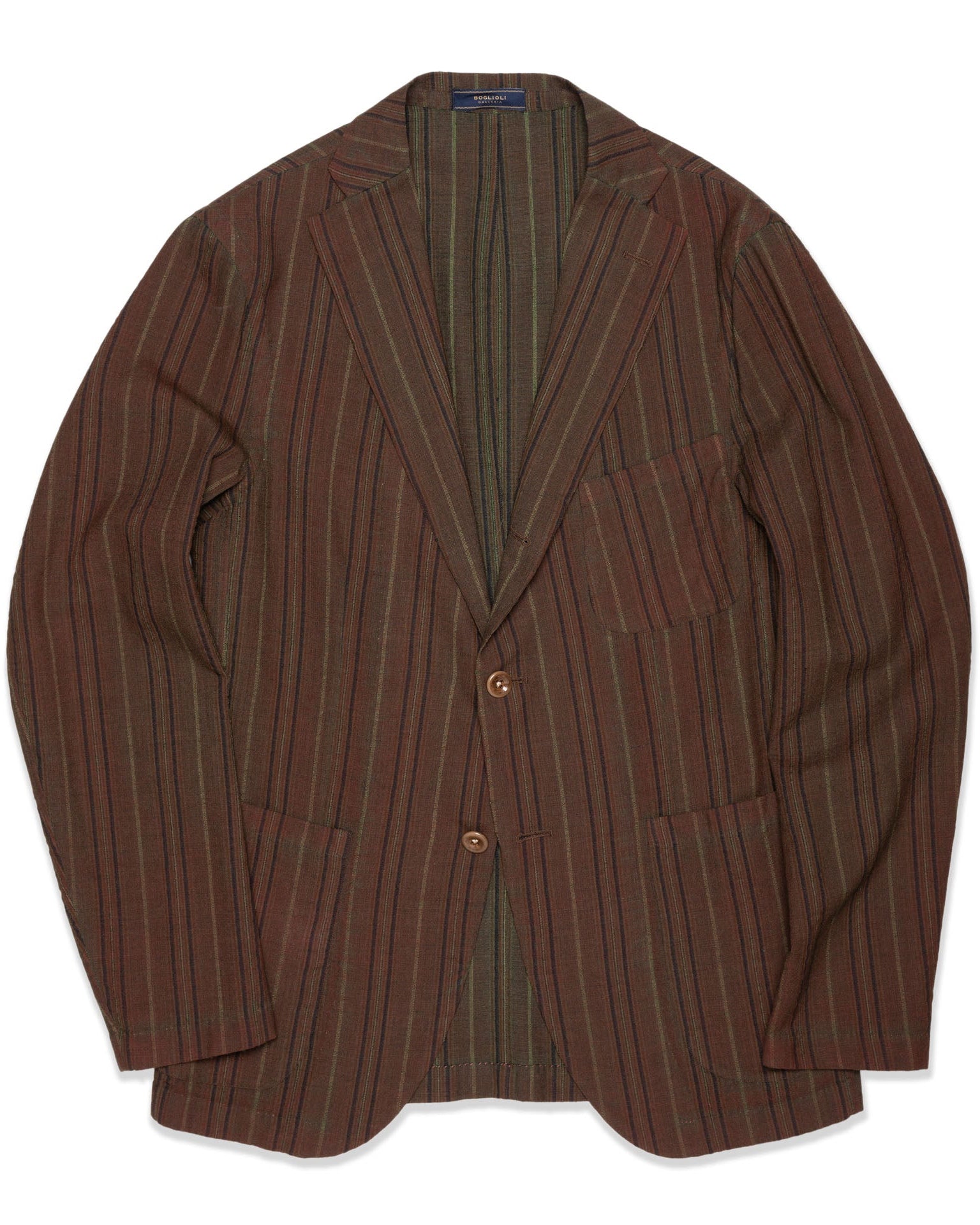 BOGLIOLI Galleria Brown Striped Wool-Silk Unconstructed Jacket EU 48 NEW US 38 BOGLIOLI