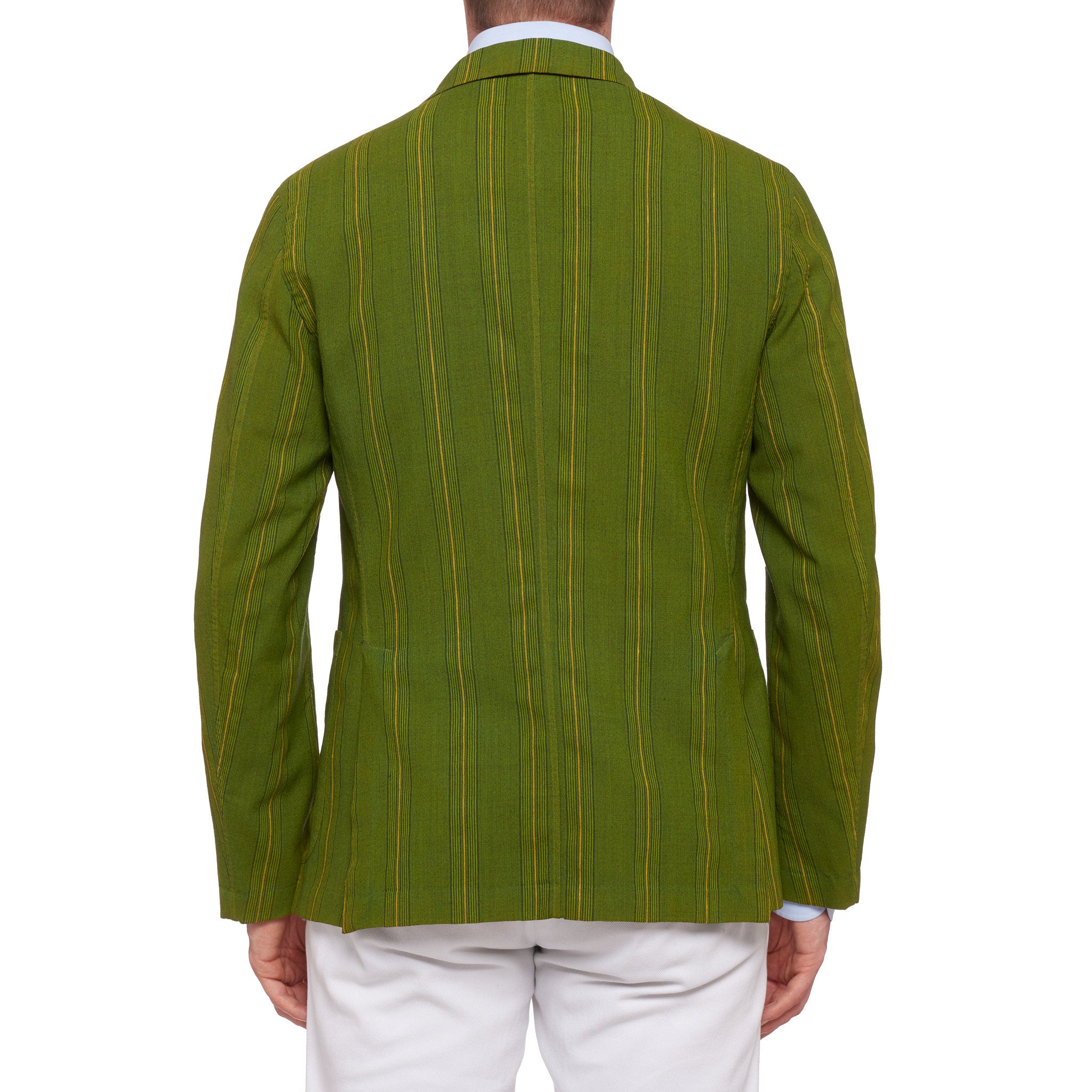 BOGLIOLI Galleria Lime Green Striped Wool-Silk-Linen Unconstructed Jacket 50 NEW BOGLIOLI