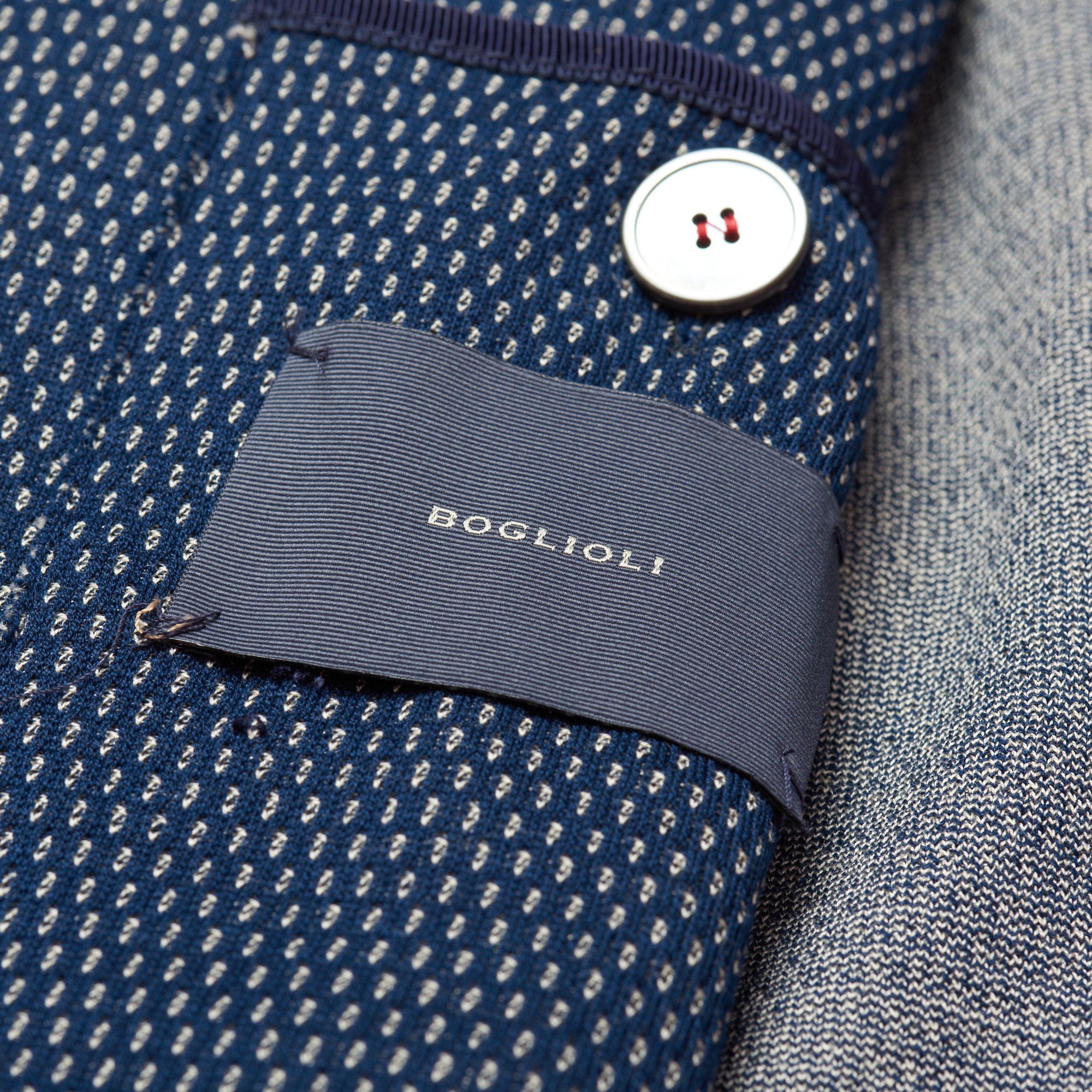 BOGLIOLI Milano Blue Patterned Cotton Knit Blazer Jacket EU 50 NEW US 40 Slim Fit BOGLIOLI