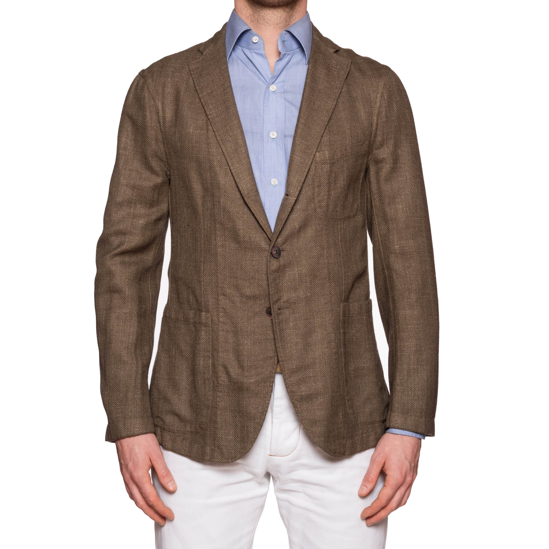 BOGLIOLI "68" Herringbone Virgin Wool-Linen Unconstructed Jacket EU 50 NEW US 40 BOGLIOLI