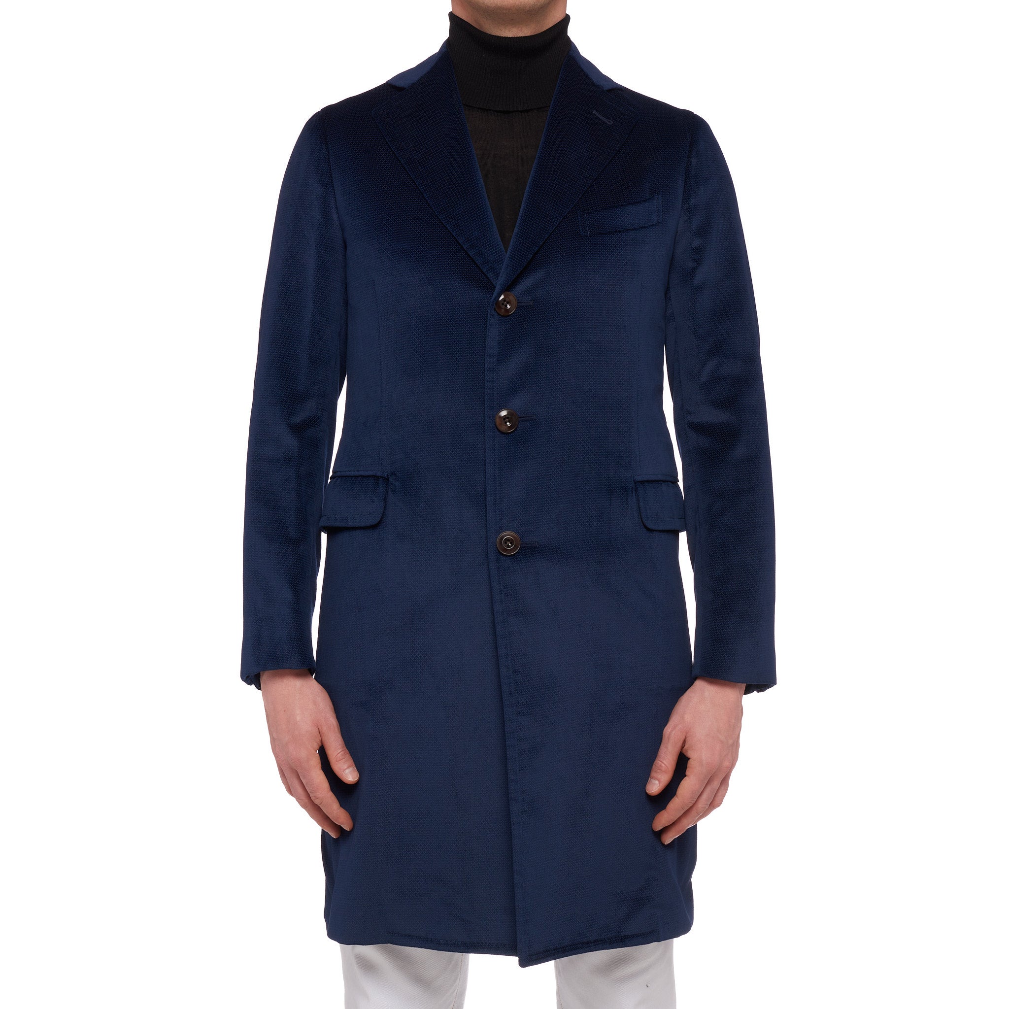 BOGLIOLI Milano "K. Jacket" Blue Cotton-Silk Velvet Coat Overcoat 46 NEW US XS BOGLIOLI