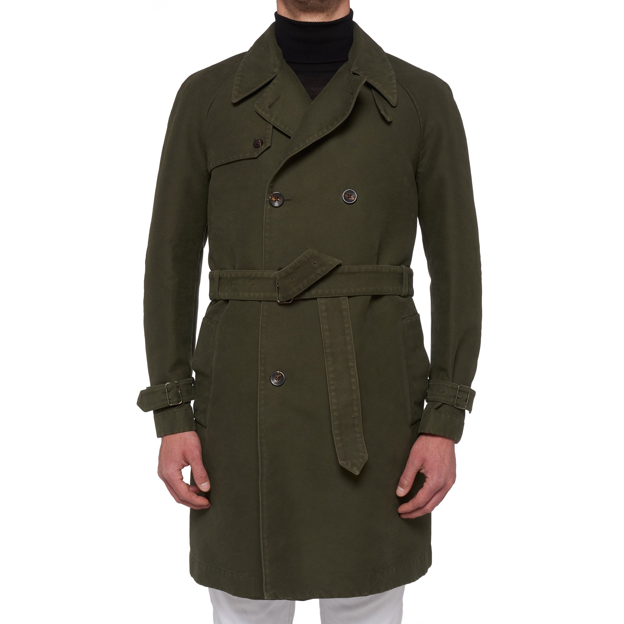 BOGLIOLI Milano "Wear" Green Cotton DB Unlined Trench Coat EU 54 NEW US 44 BOGLIOLI