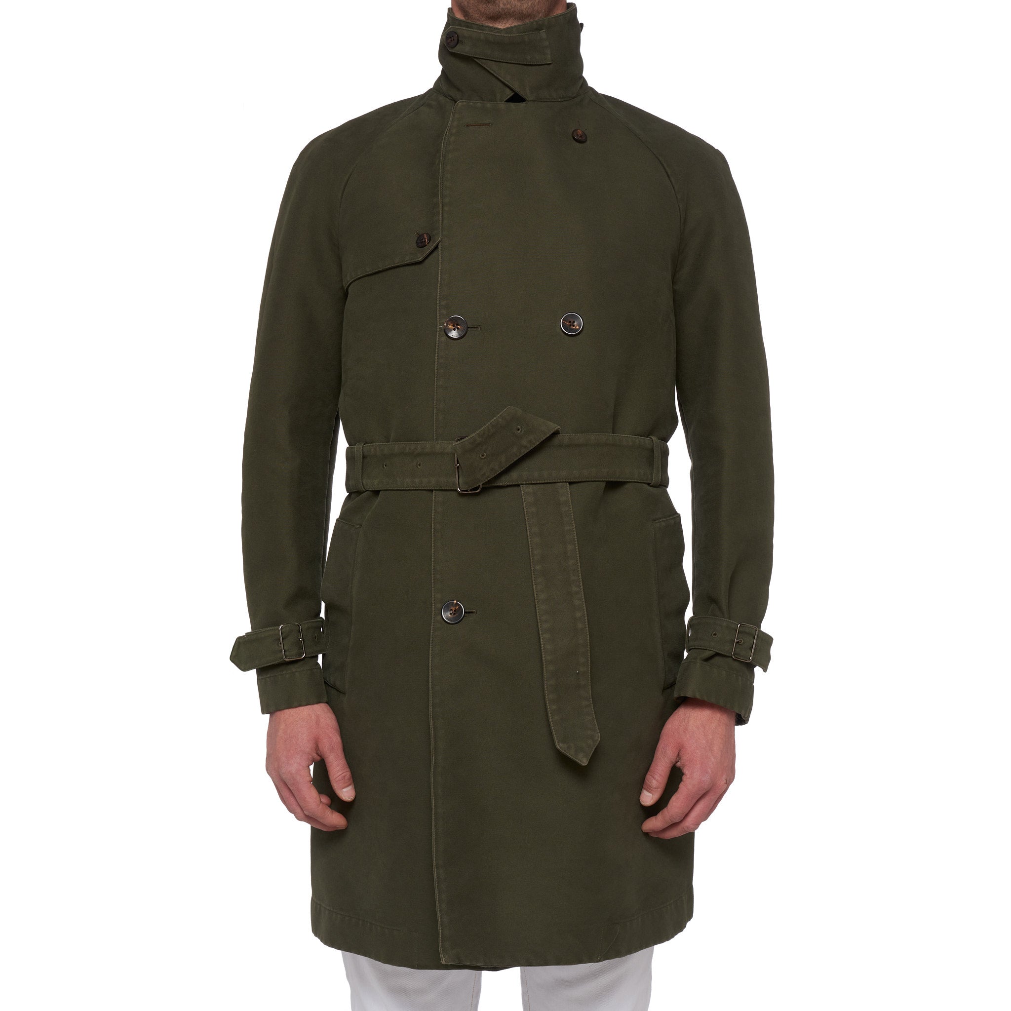 BOGLIOLI Milano "Wear" Green Cotton DB Unlined Trench Coat EU 54 NEW US 44 BOGLIOLI