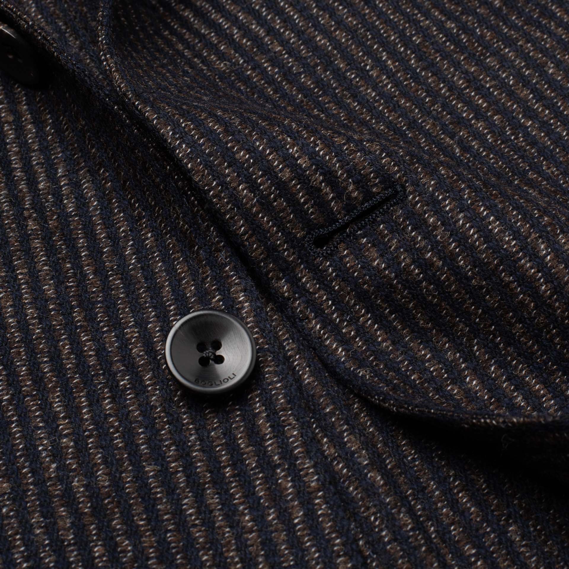 BOGLIOLI "K.Jacket" Brown Striped Wool-Cotton-Cashmere Unlined Jacket 50 NEW 40 BOGLIOLI
