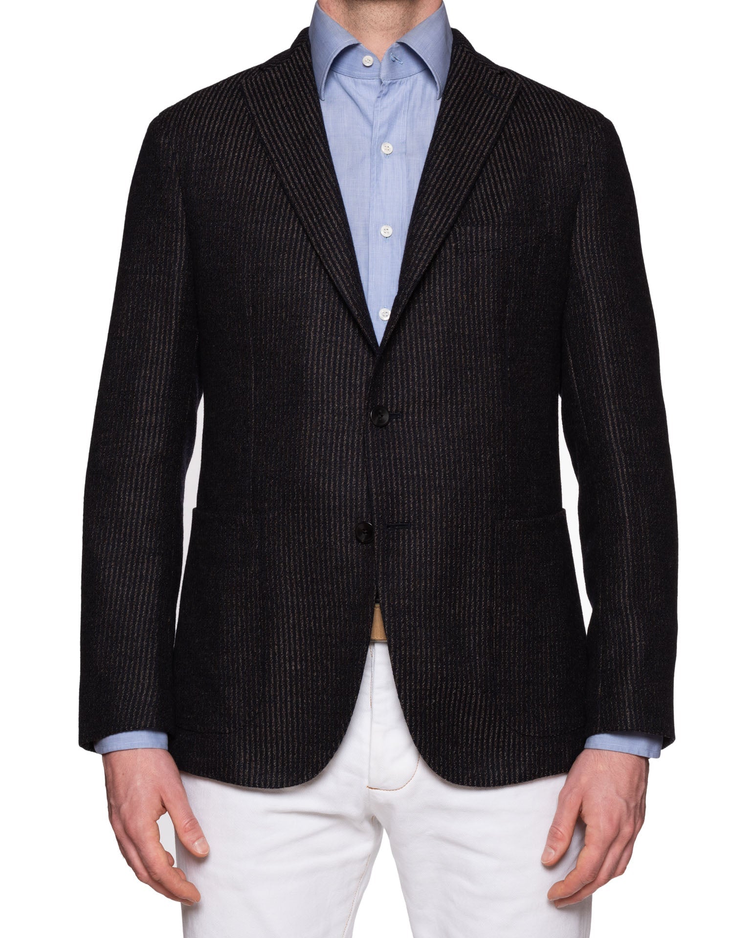 BOGLIOLI "K.Jacket" Brown Striped Wool-Cotton-Cashmere Unlined Jacket 50 NEW 40 BOGLIOLI