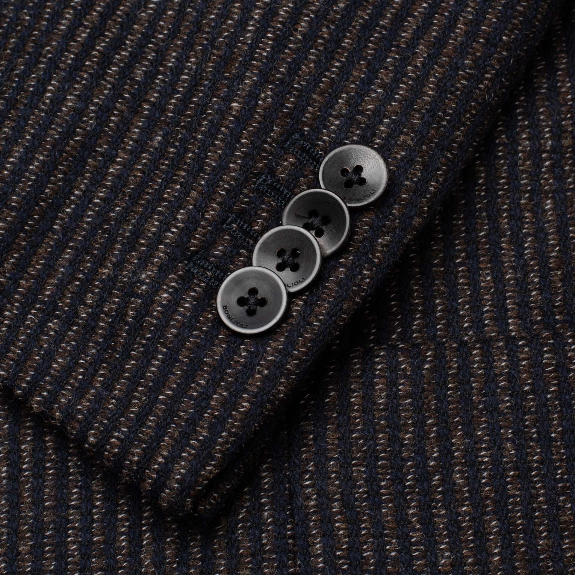 BOGLIOLI "K.Jacket" Brown Striped Wool-Cotton-Cashmere Unlined Jacket 50 NEW 40 BOGLIOLI