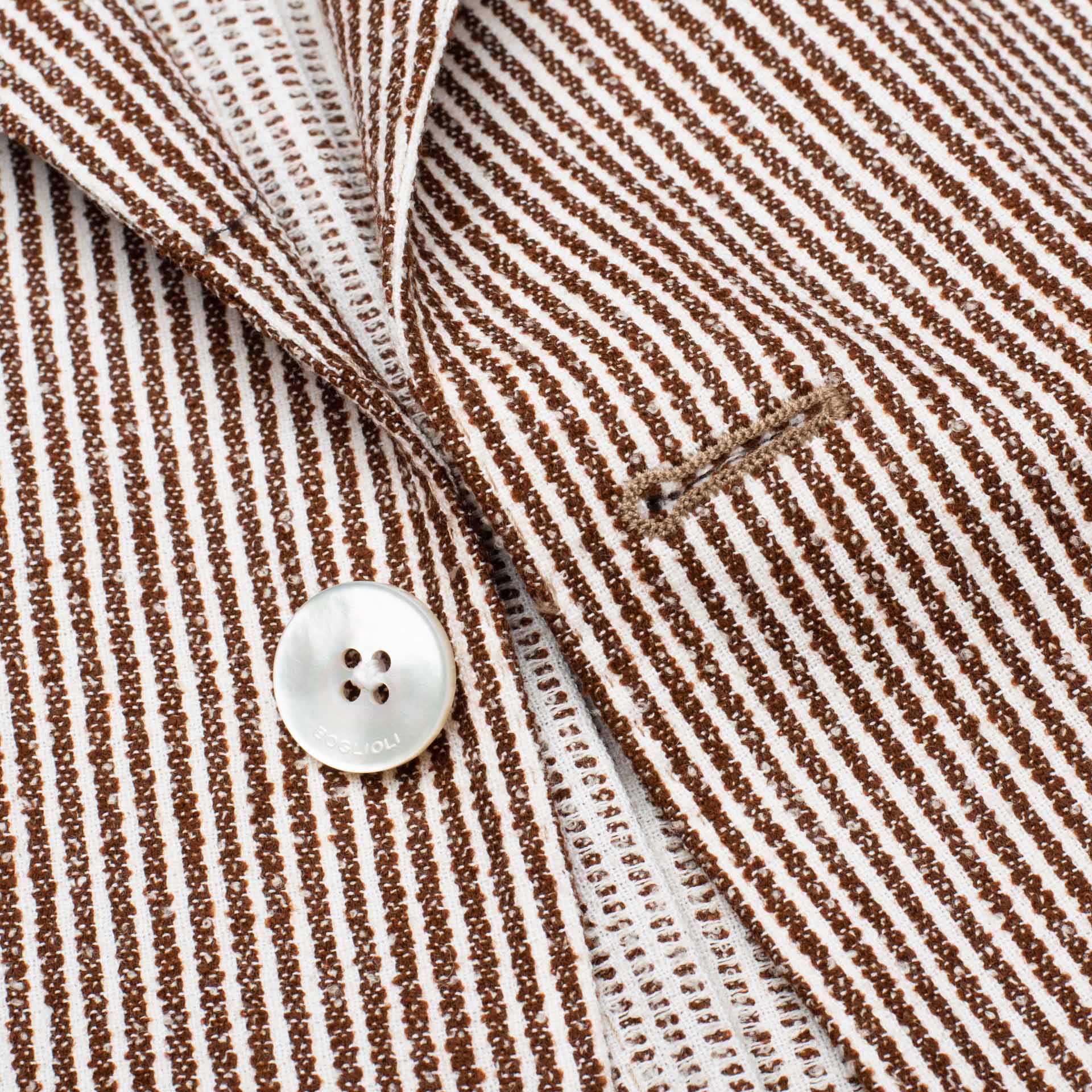 BOGLIOLI "K. Jacket" Brown Striped Wool-Cotton Unlined Peak Lapel Jacket NEW BOGLIOLI
