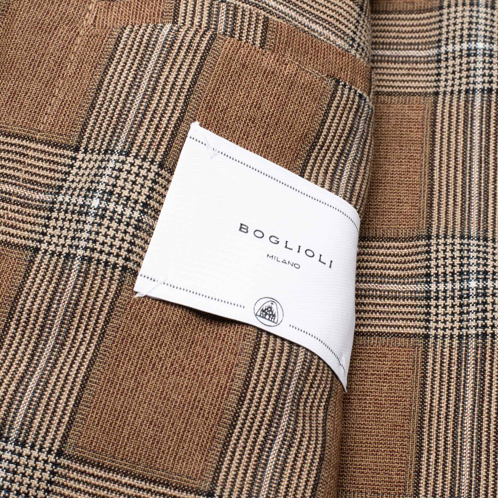 BOGLIOLI "K. Jacket" Brown Plaid Wool-Silk-Linen Soft Jacket EU 48 NEW US 38 BOGLIOLI