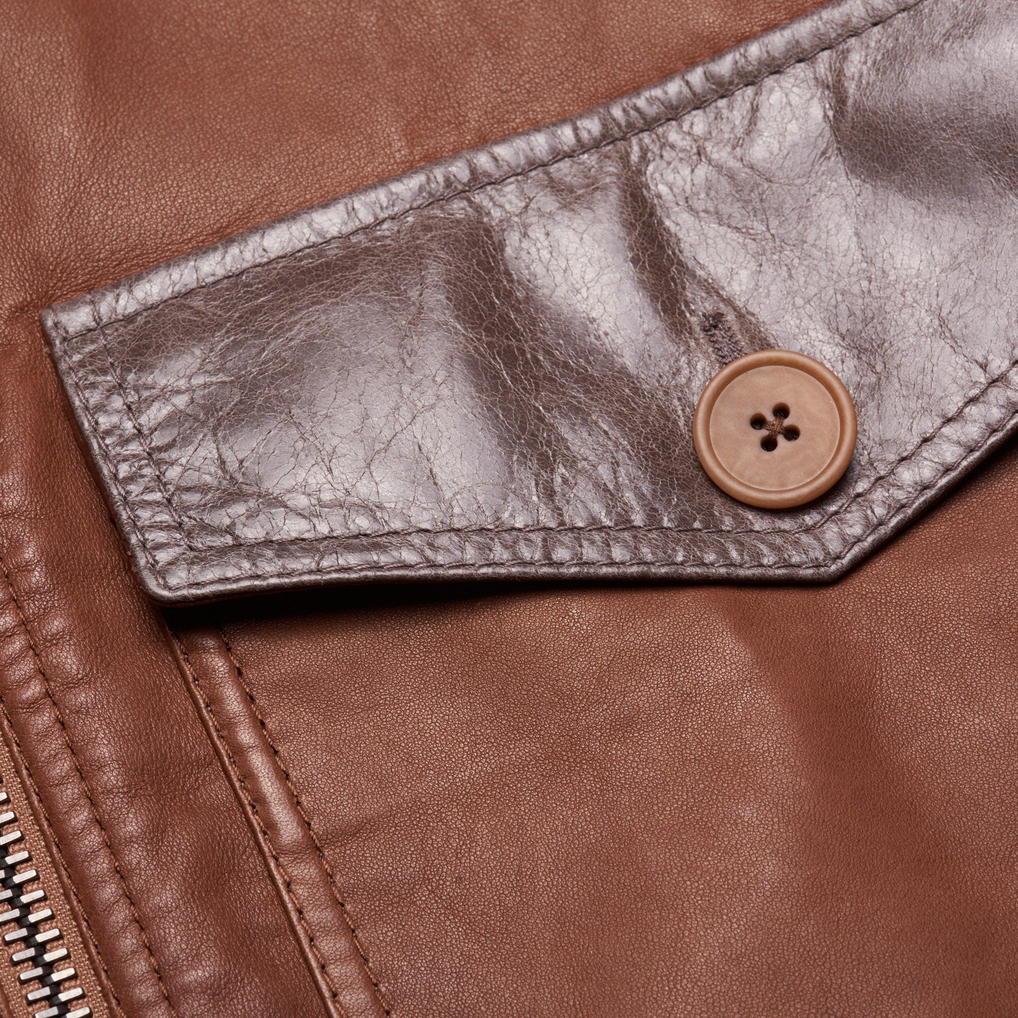 BOTTEGA VENETA Brown Leather Flight Jacket EU 50 US M BOTTEGA VENETA