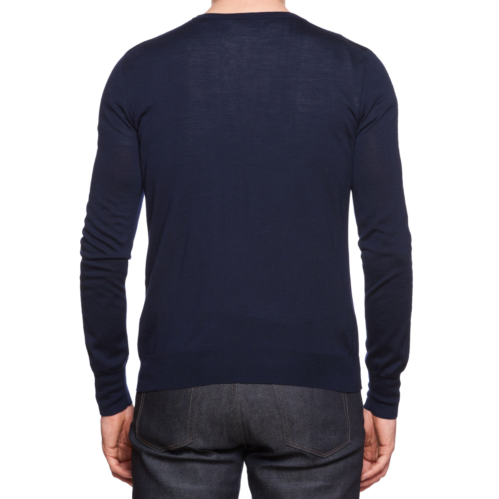 BOTTEGA VENETA Navy Blue Wool Knit Crewneck Sweater EU 50 US M BOTTEGA VENETA