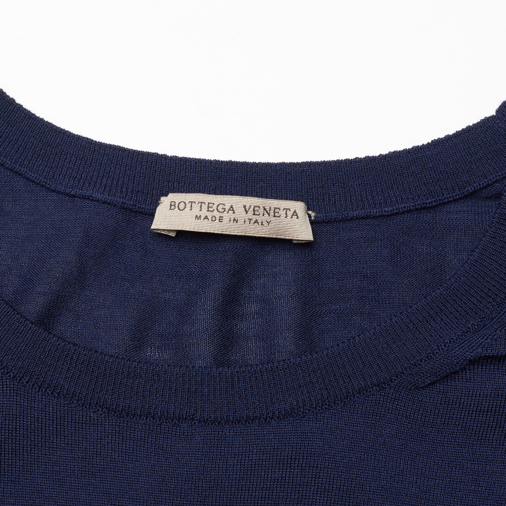 BOTTEGA VENETA Navy Blue Wool Knit Crewneck Sweater EU 50 US M BOTTEGA VENETA