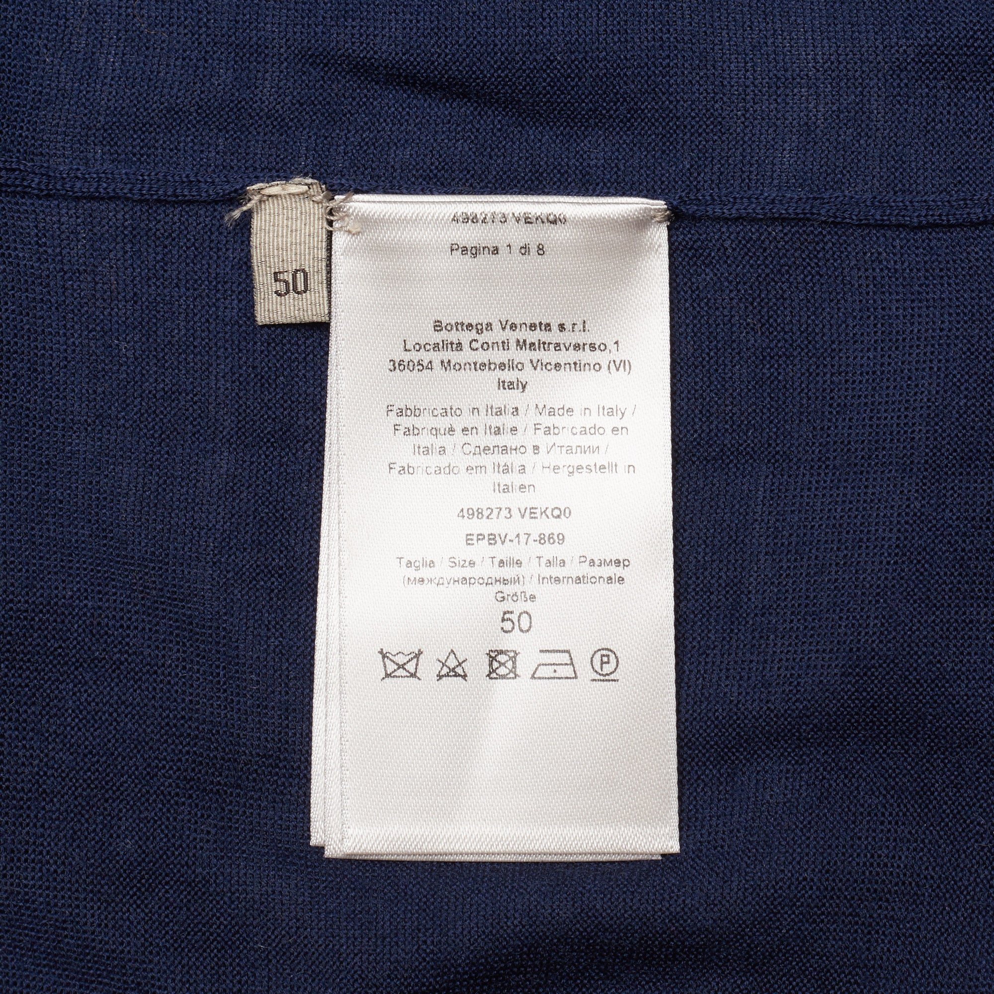 BOTTEGA VENETA Navy Blue Wool Knit Crewneck Sweater EU 50 US M BOTTEGA VENETA