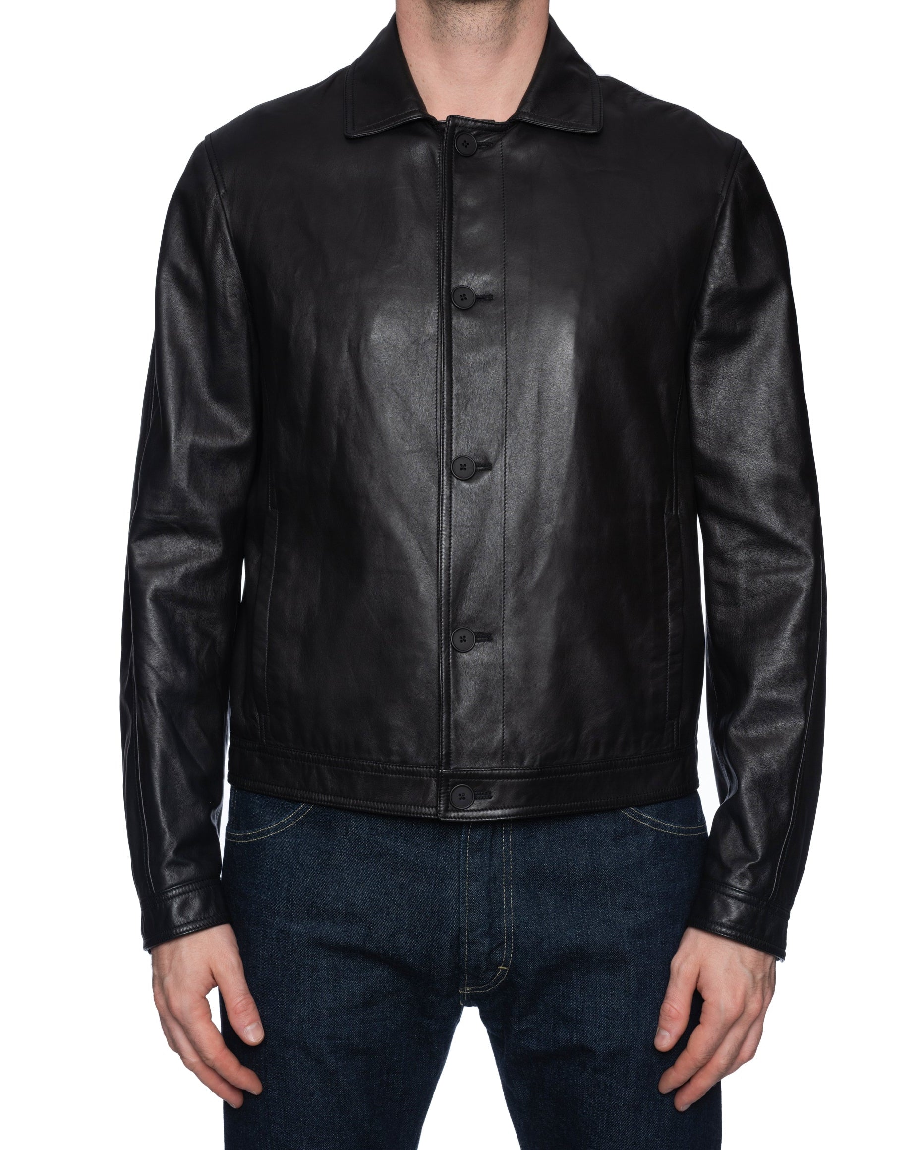 BOTTEGA VENETA Black Sheepskin Leather Blouson Jacket EU 50 NEW US M BOTTEGA VENETA