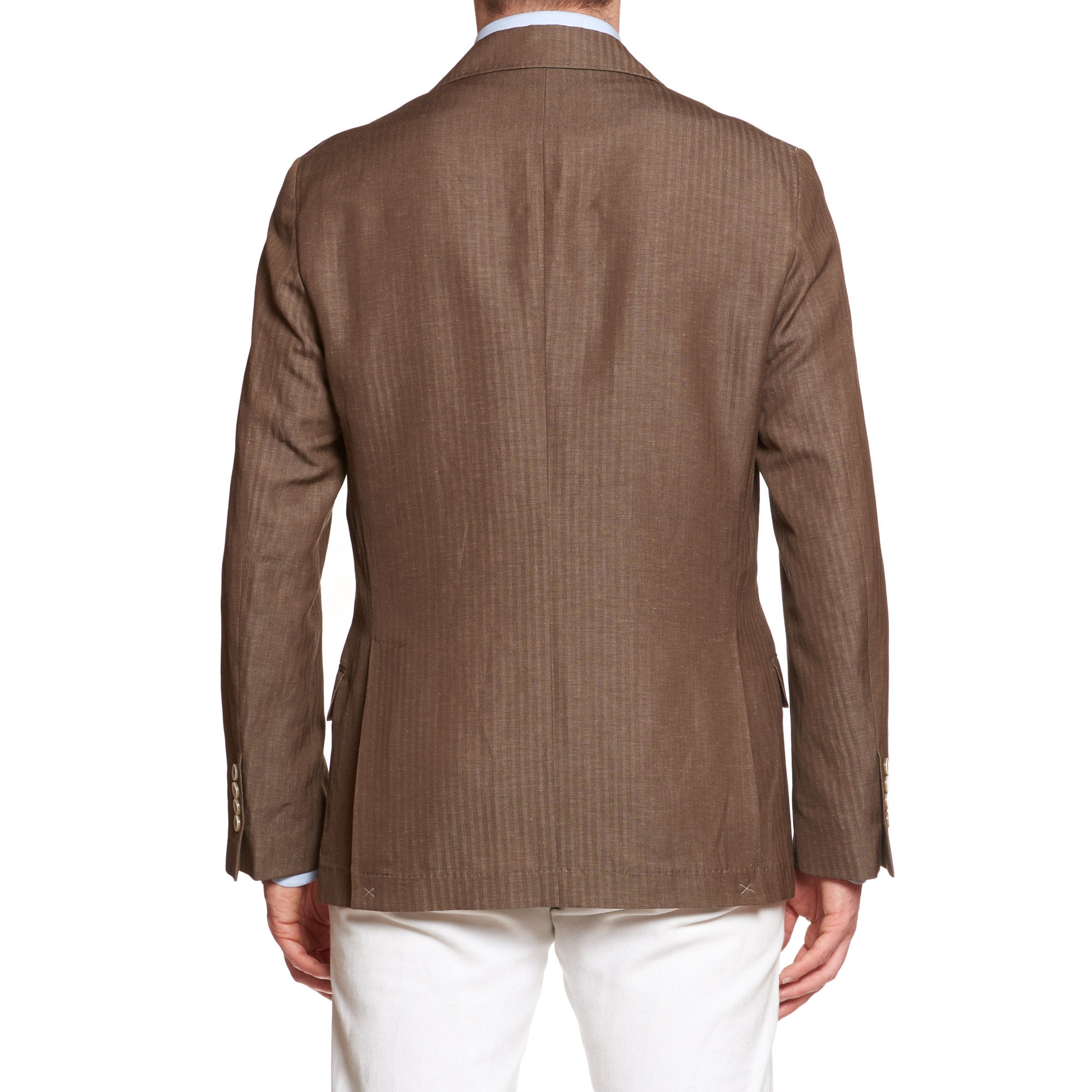 BRUNELLO CUCINELLI Brown Herringbone Wool-Linen DB Jacket EU 50 NEW US 40 BRUNELLO CUCINELLI