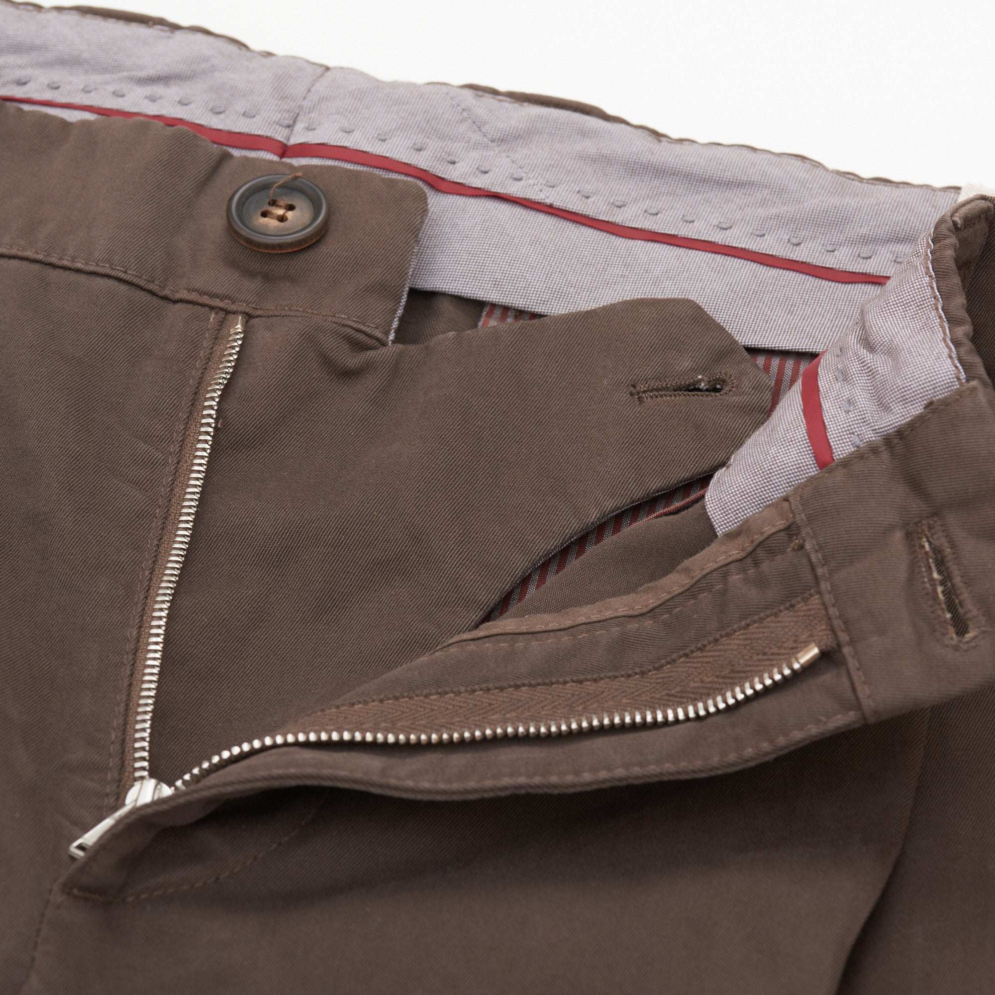 BRUNELLO CUCINELLI Brown Twill Cotton Single Pleated Pants EU 54 US 38 Slim Fit BRUNELLO CUCINELLI