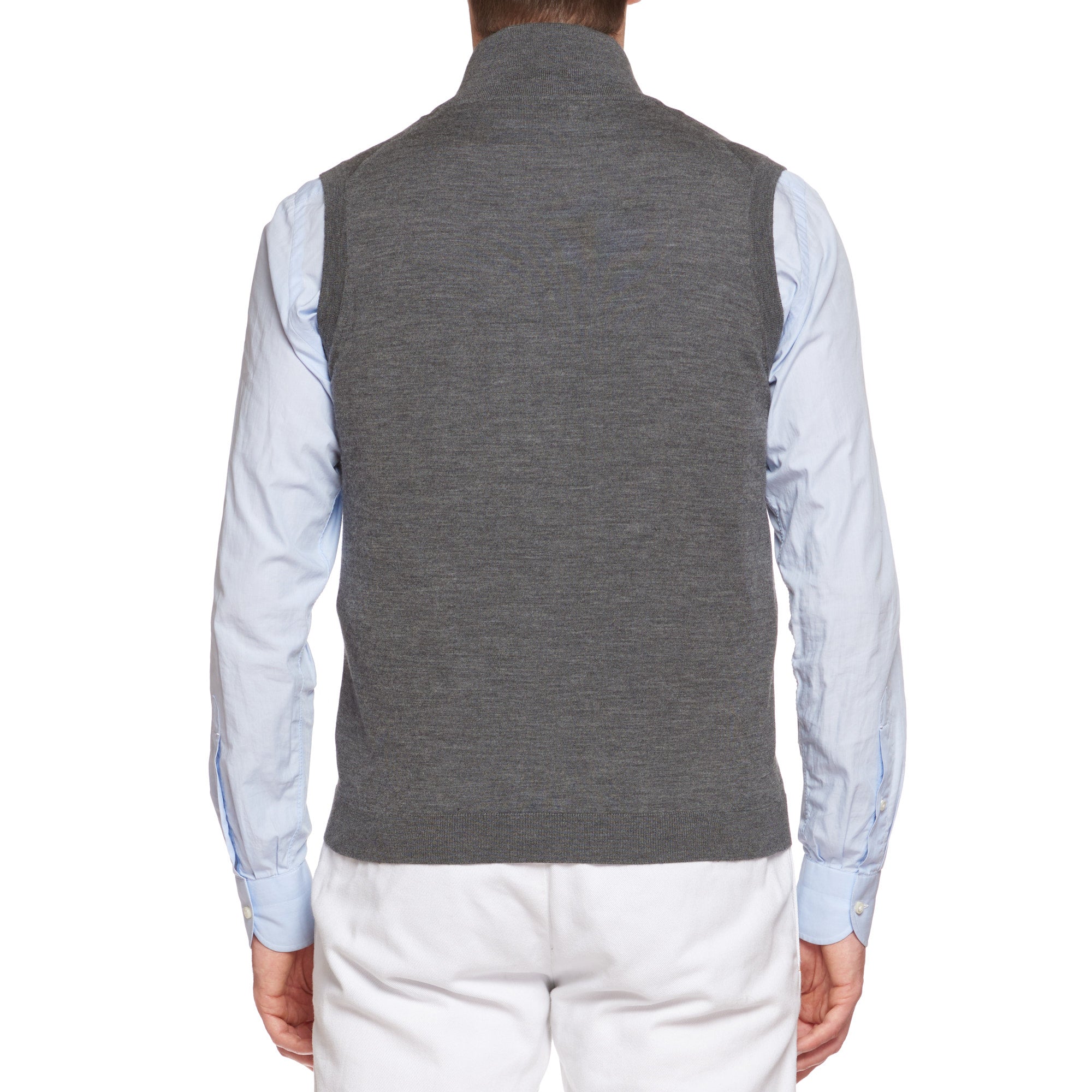 BRUNELLO CUCINELLI Gray Wool-Cashmere Sleeveless Cardigan Sweater Vest 50 US M BRUNELLO CUCINELLI