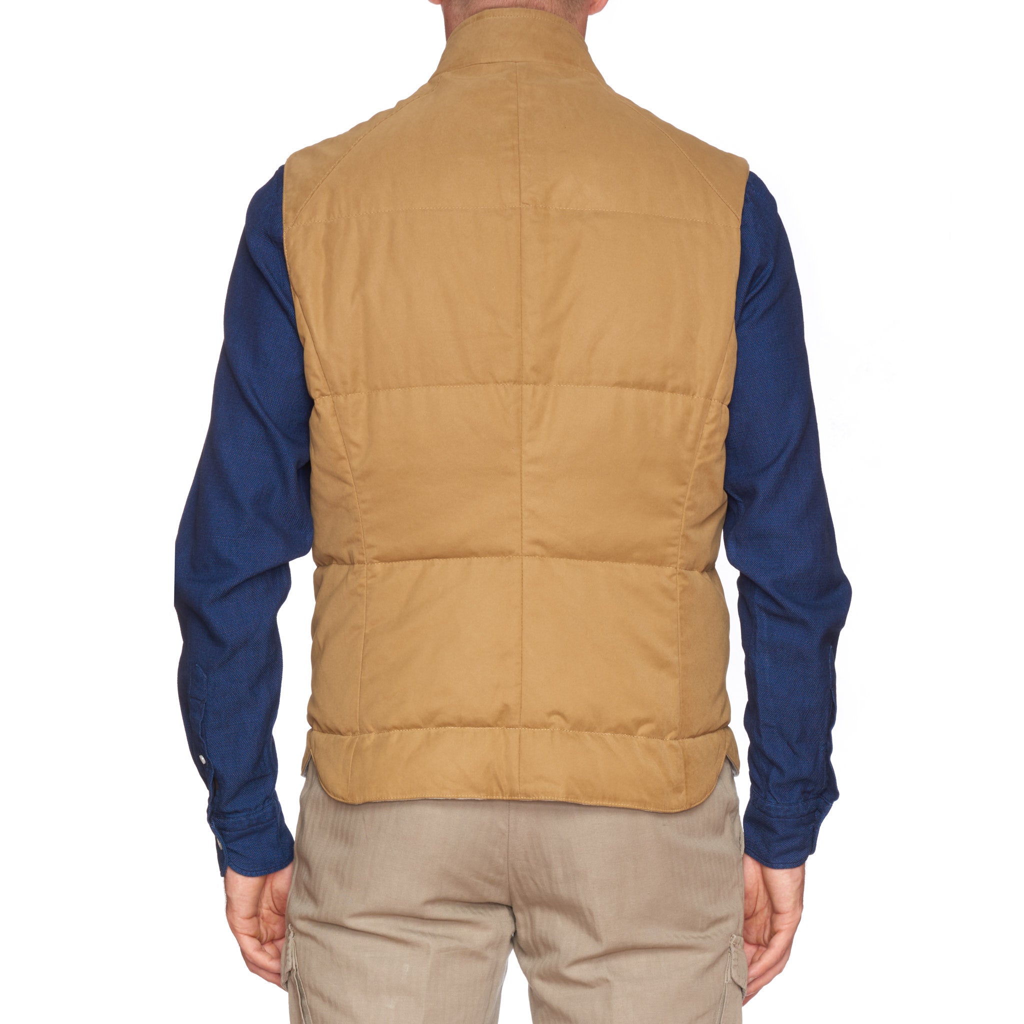 BRUNELLO CUCINELLI Tan Cotton Lined Goose Down Vest Size 50 US M Slim BRUNELLO CUCINELLI