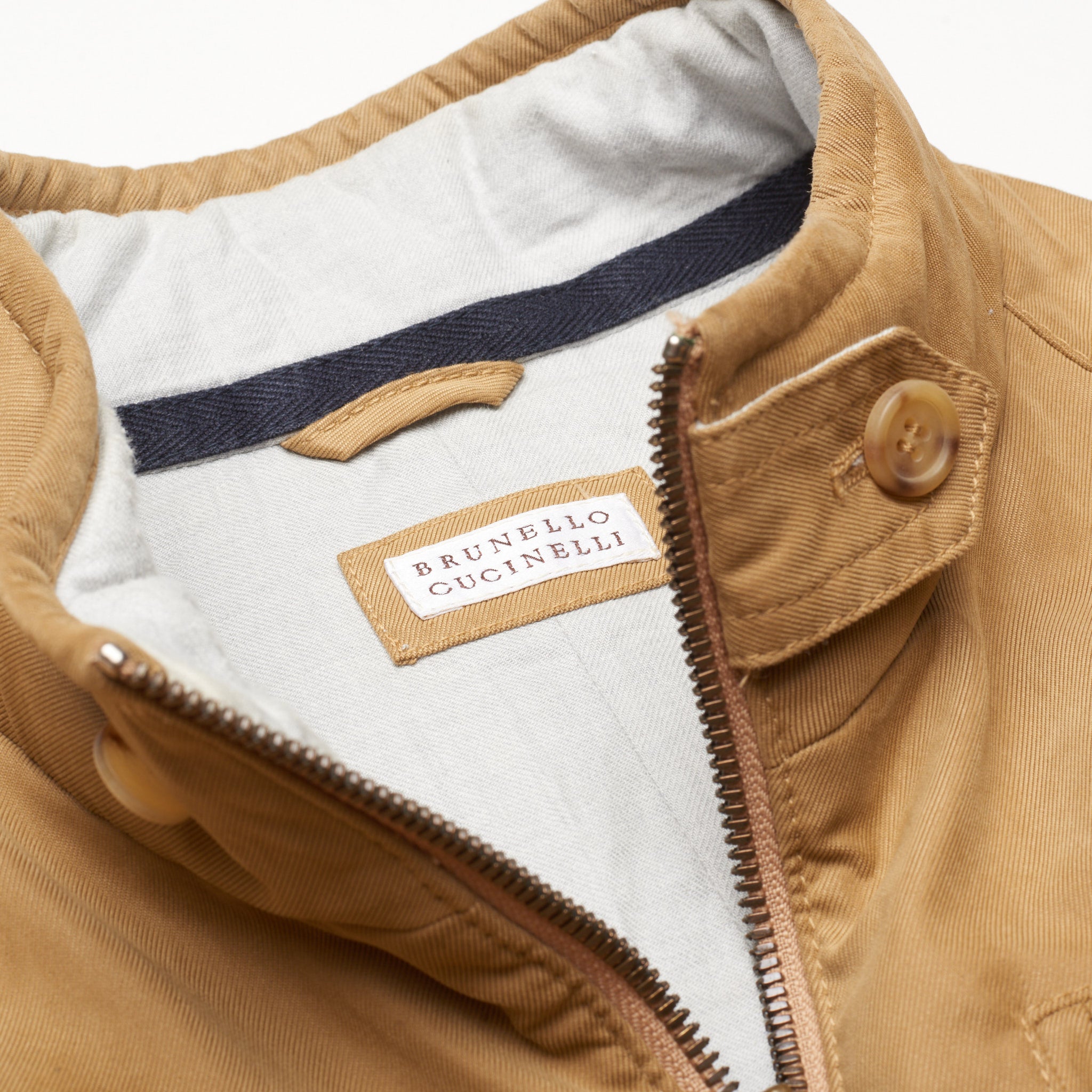 BRUNELLO CUCINELLI Tan Cotton Lined Goose Down Vest Size 50 US M Slim BRUNELLO CUCINELLI