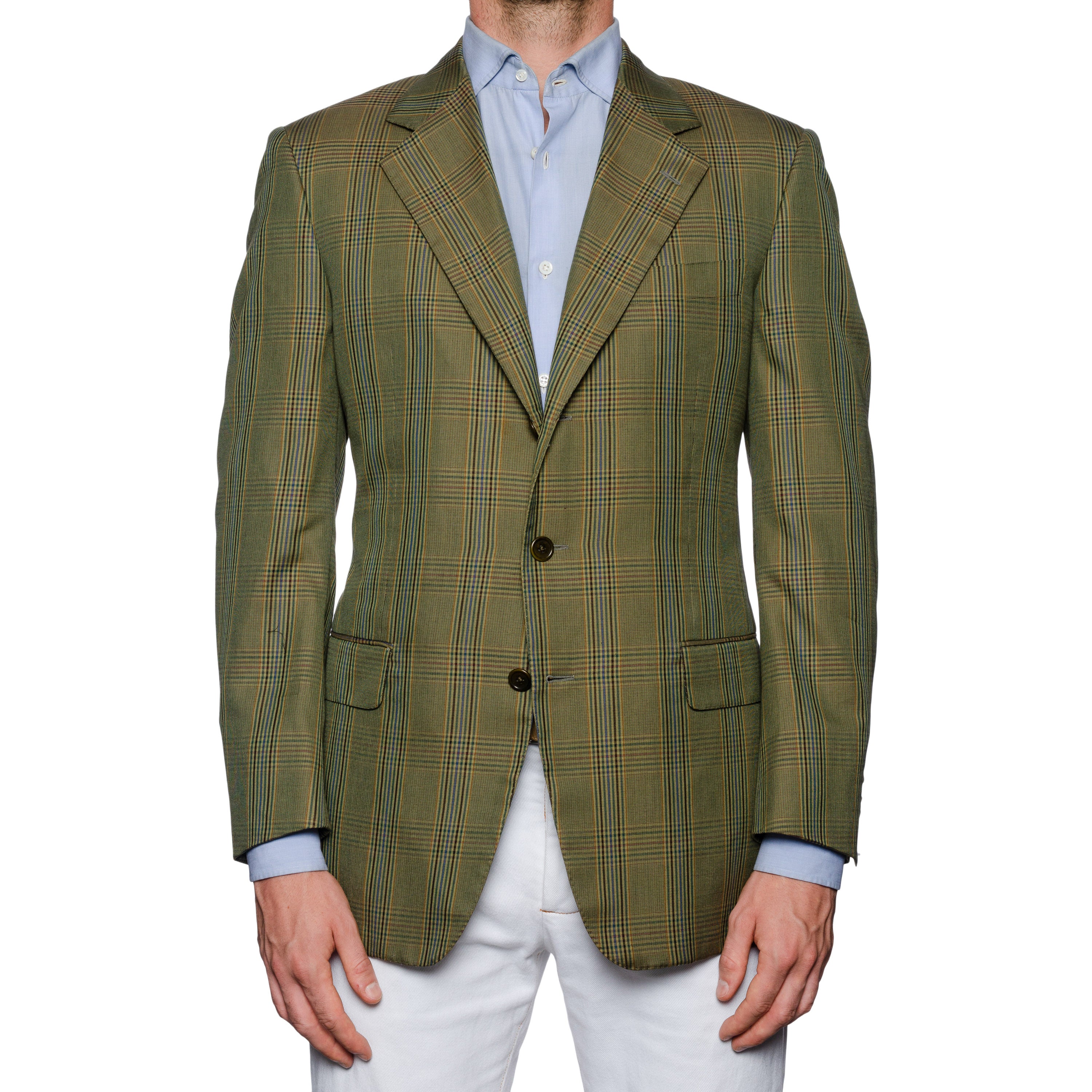 CASTANGIA 1850 Olive Prince of Wales Wool Super 100's Jacket EU 50 NEW US 40 CASTANGIA