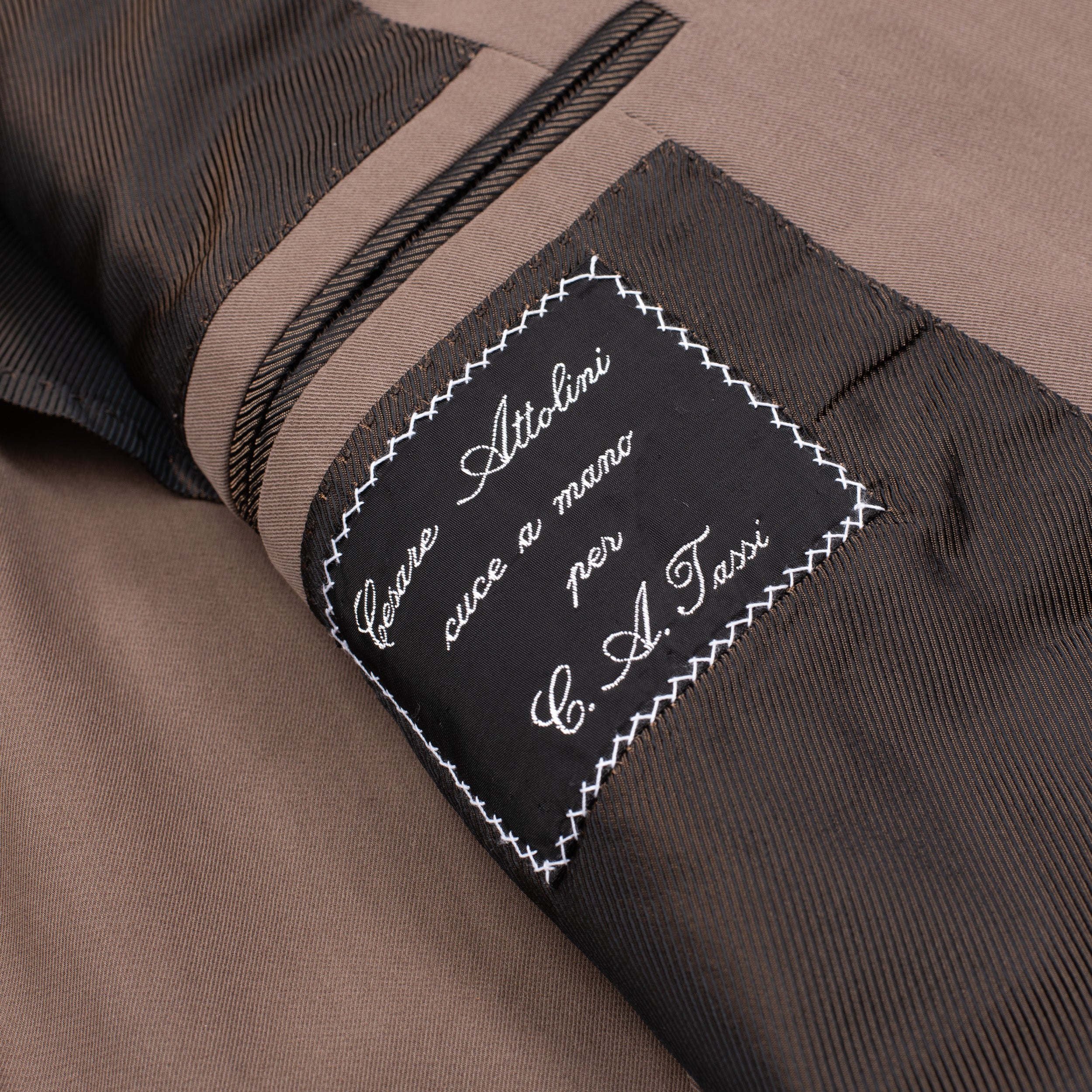 CESARE ATTOLINI Napoli Tan Cotton Peak Lapel Spring-Summer Suit EU 50 NEW US 40 CESARE ATTOLINI