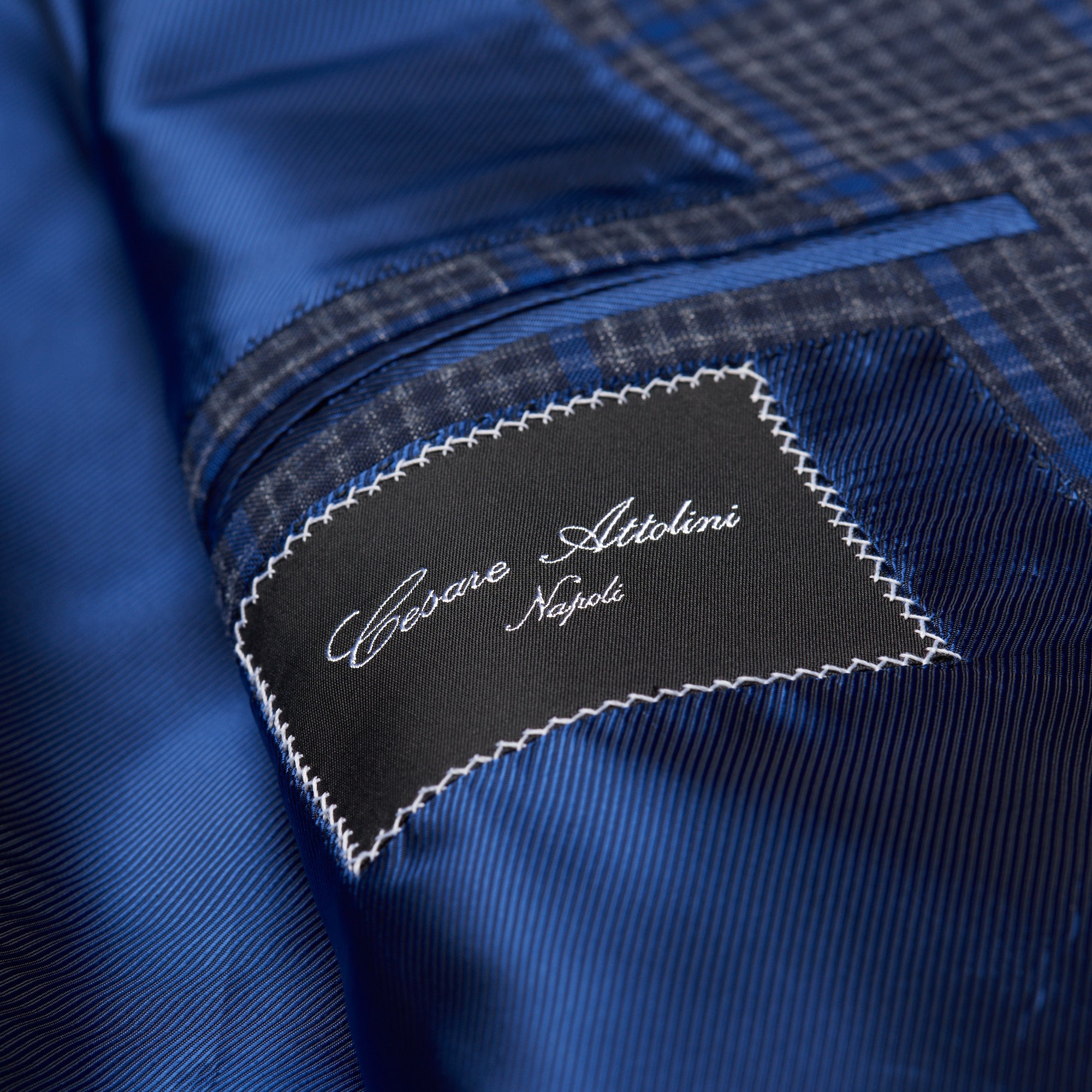 CESARE ATTOLINI Napoli Handmade Blue Plaid Wool-Silk-Linen Suit EU 48 NEW US 38 CESARE ATTOLINI