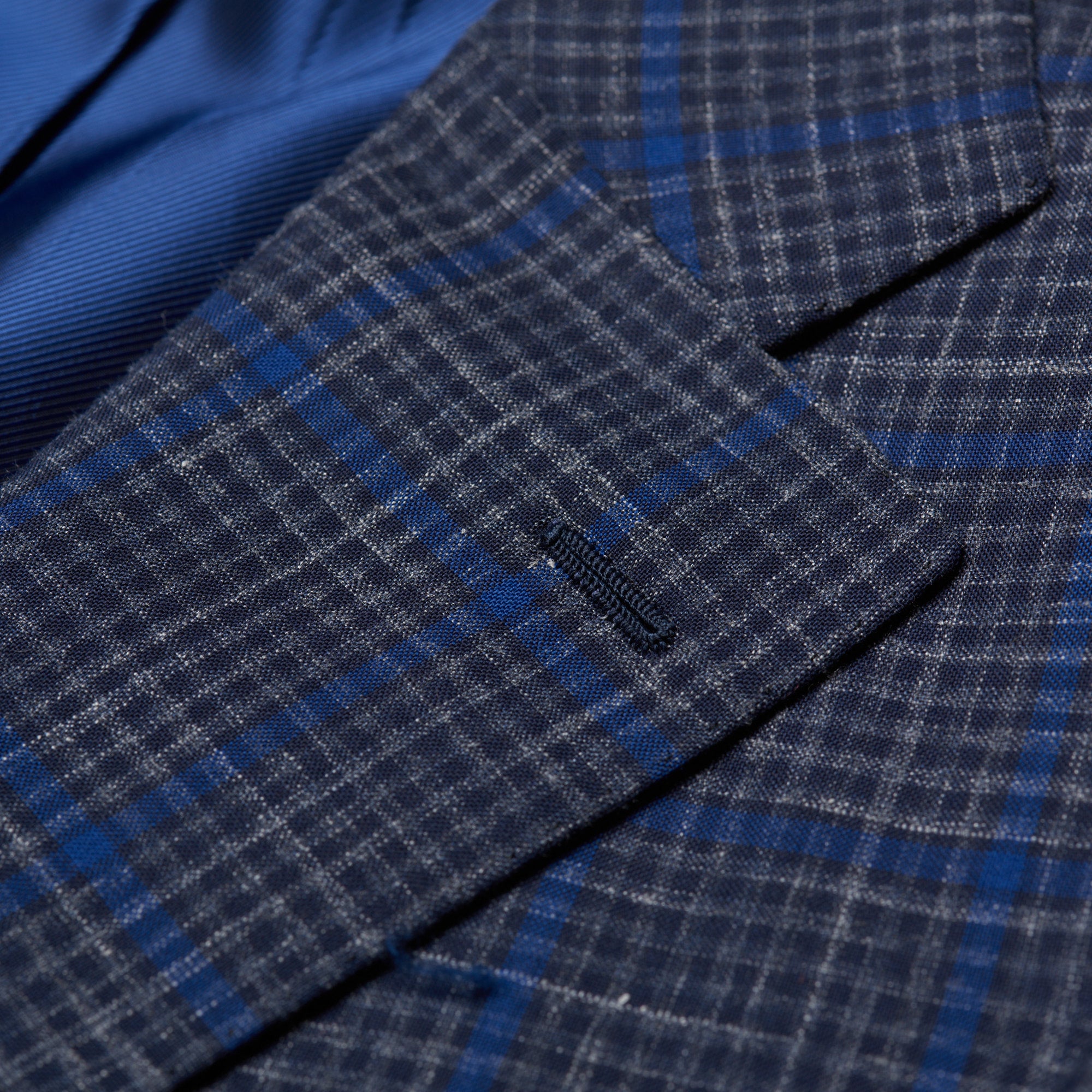 CESARE ATTOLINI Napoli Handmade Blue Plaid Wool-Silk-Linen Suit EU 48 NEW US 38 CESARE ATTOLINI