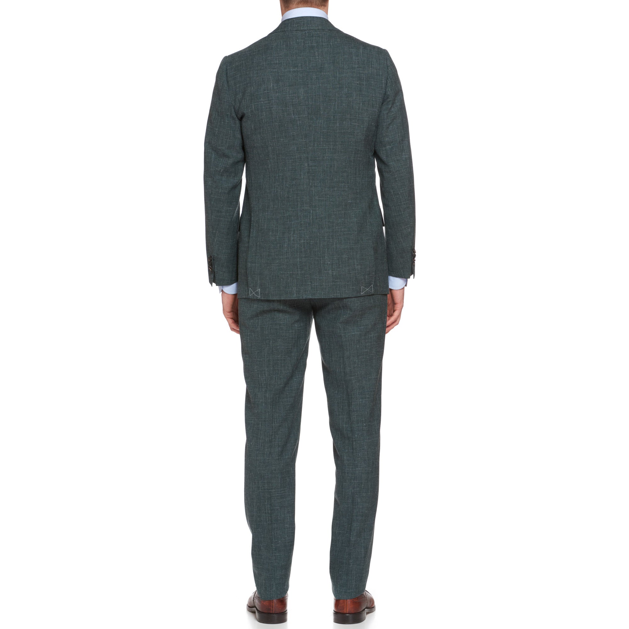 CESARE ATTOLINI Napoli Handmade Chambray Green Wool-Silk Suit NEW CESARE ATTOLINI
