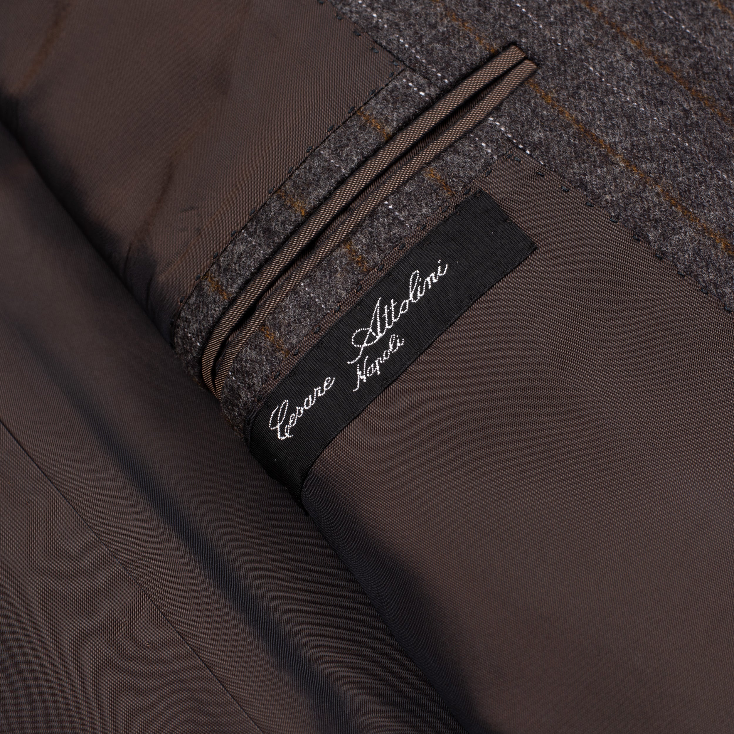 CESARE ATTOLINI Napoli Handmade Gray Striped Wool-Cashmere Flannel Suit NEW CESARE ATTOLINI