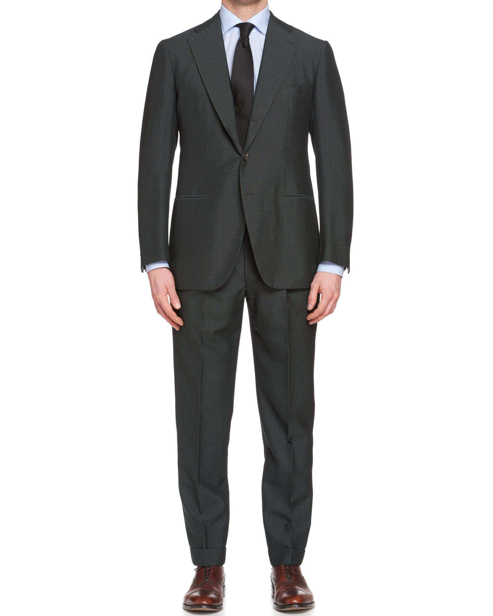 grey suit with green dress CESARE ATTOLINI Napoli Handmade Green Wool-Mohair Unlined Suit EU 50 N