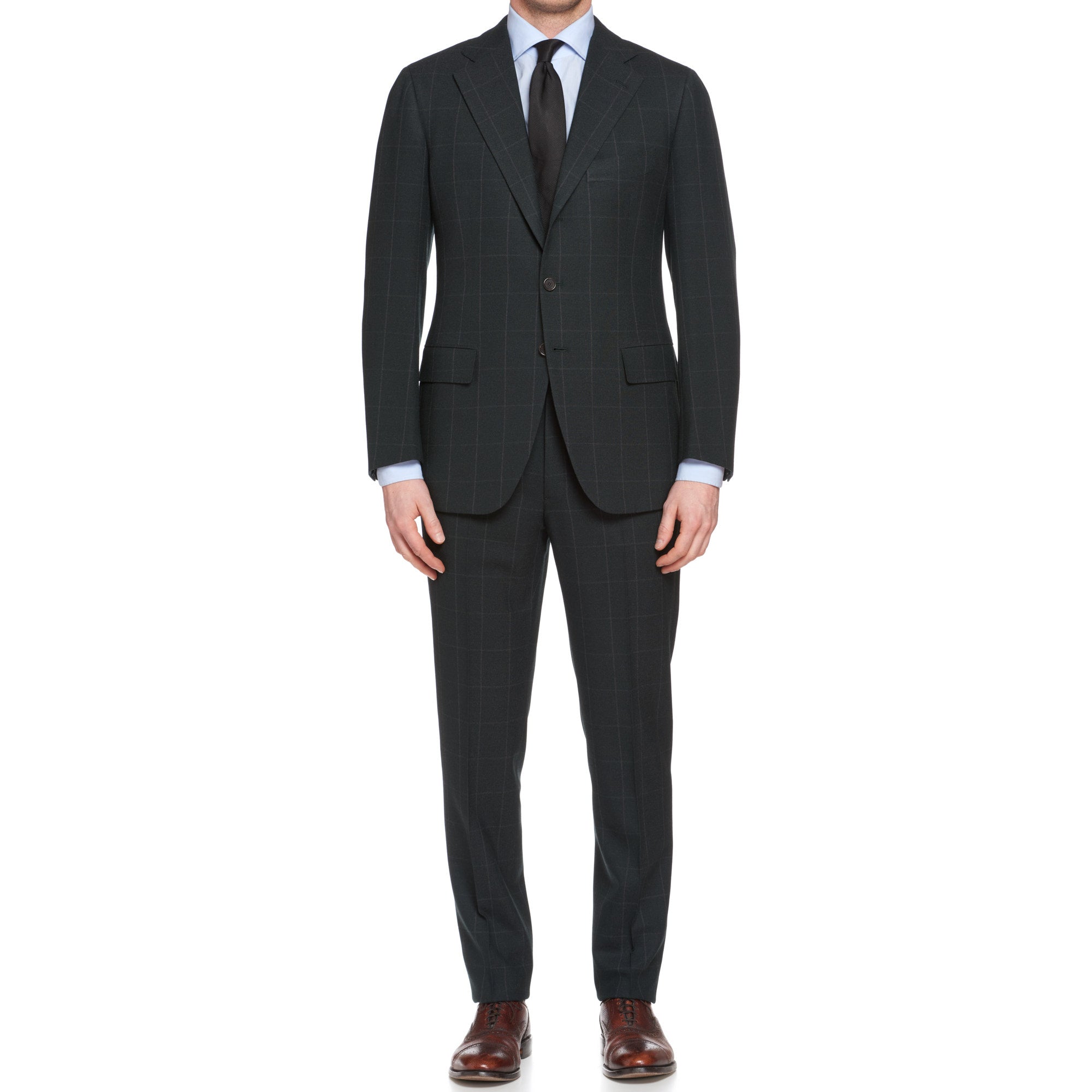 CESARE ATTOLINI Napoli Handmade Dark Green Plaid Wool Suit NEW CESARE ATTOLINI