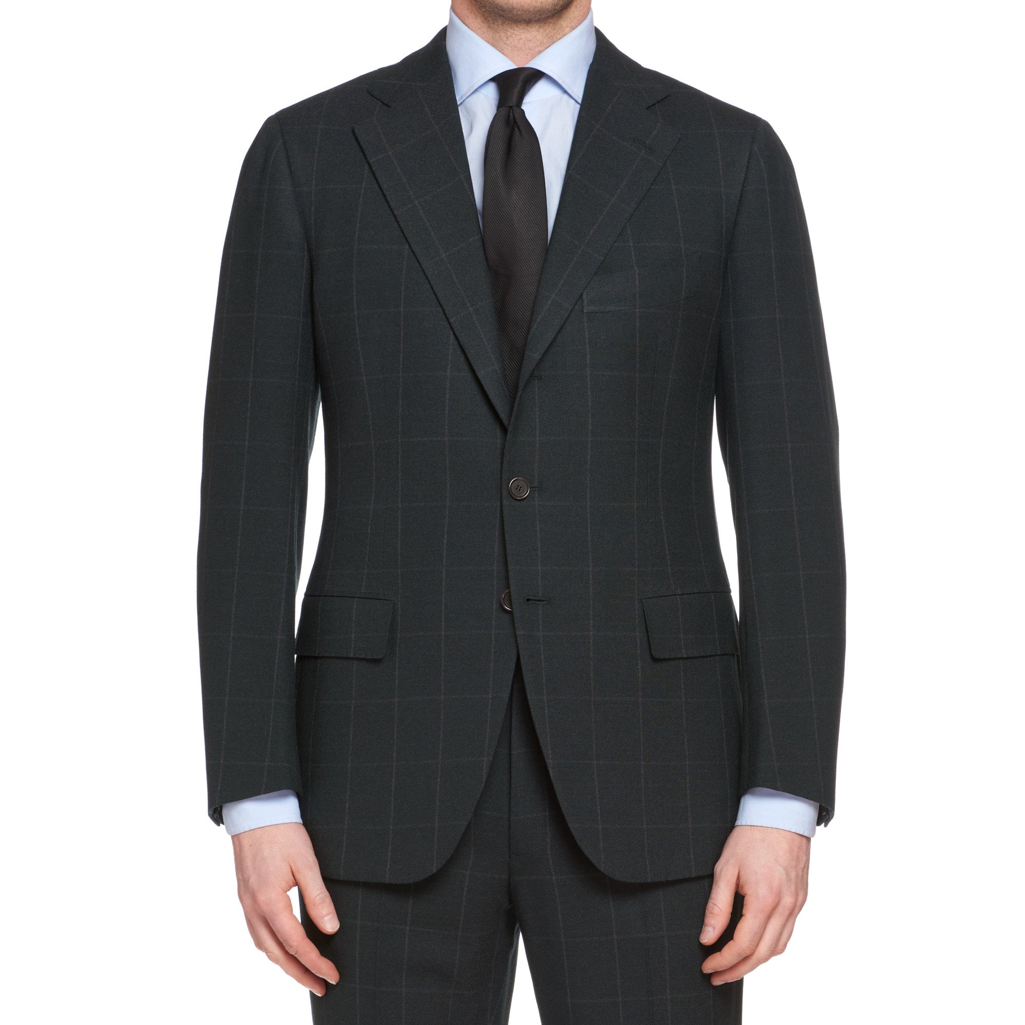 CESARE ATTOLINI Napoli Handmade Dark Green Plaid Wool Suit NEW CESARE ATTOLINI