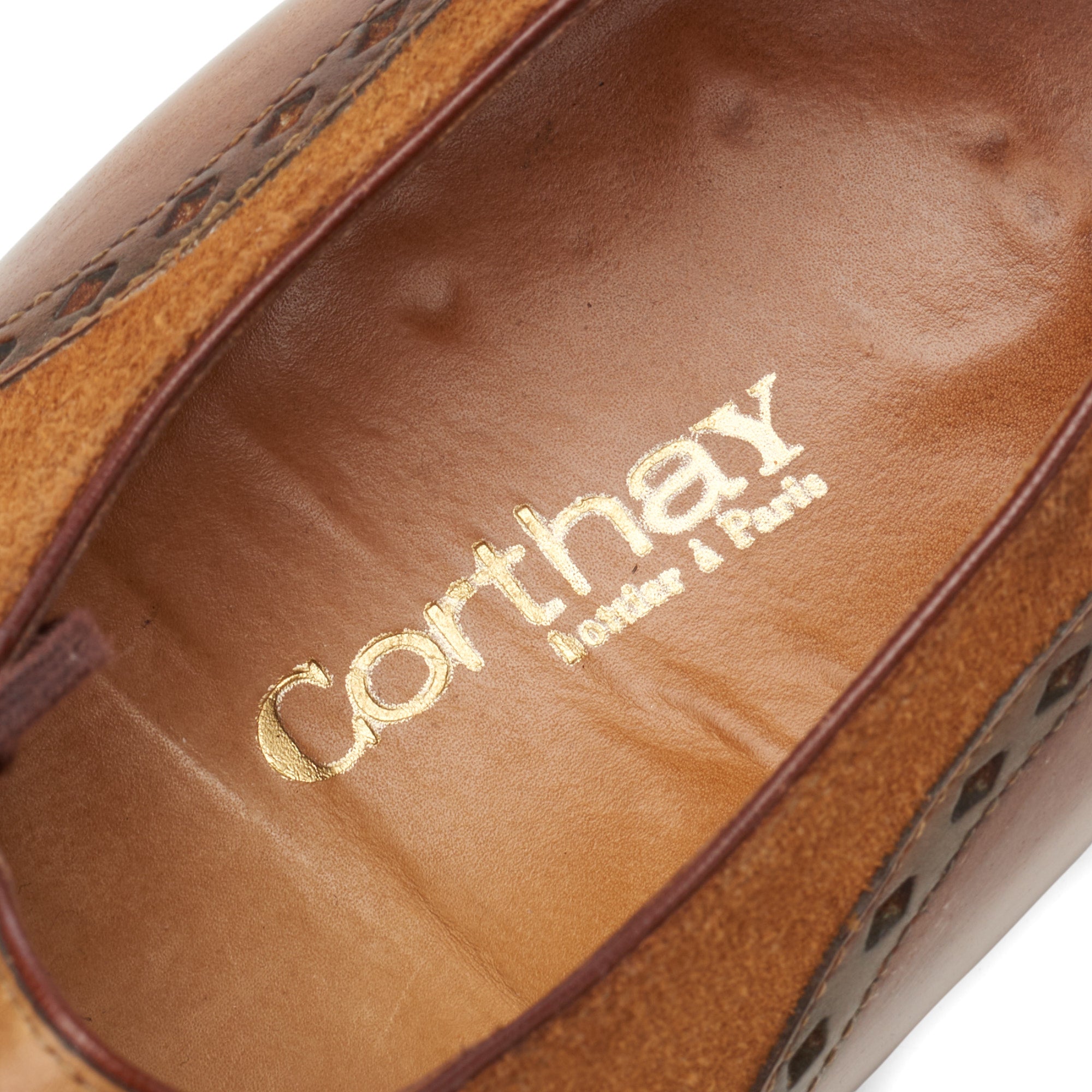 CORTHAY Paris "Wilfrid" Old Wood Calf Leather 5 Eyelet Oxford Shoes Size 7 Trees CORTHAY