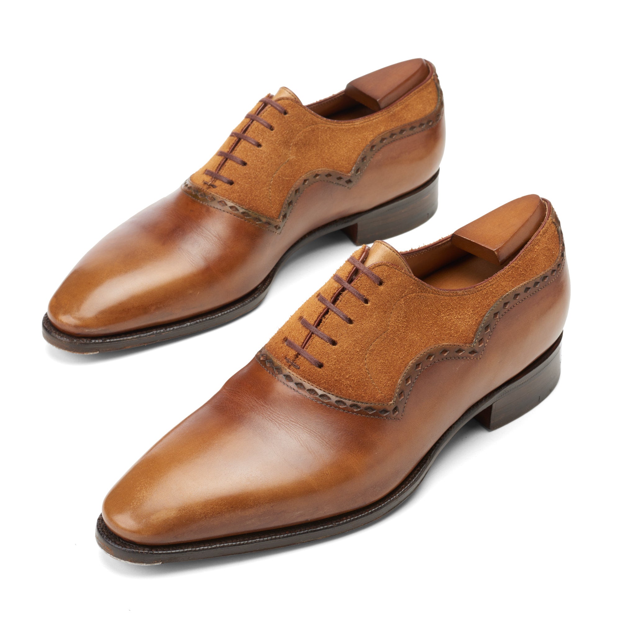 CORTHAY Paris "Wilfrid" Old Wood Calf Leather 5 Eyelet Oxford Shoes Size 7 Trees CORTHAY