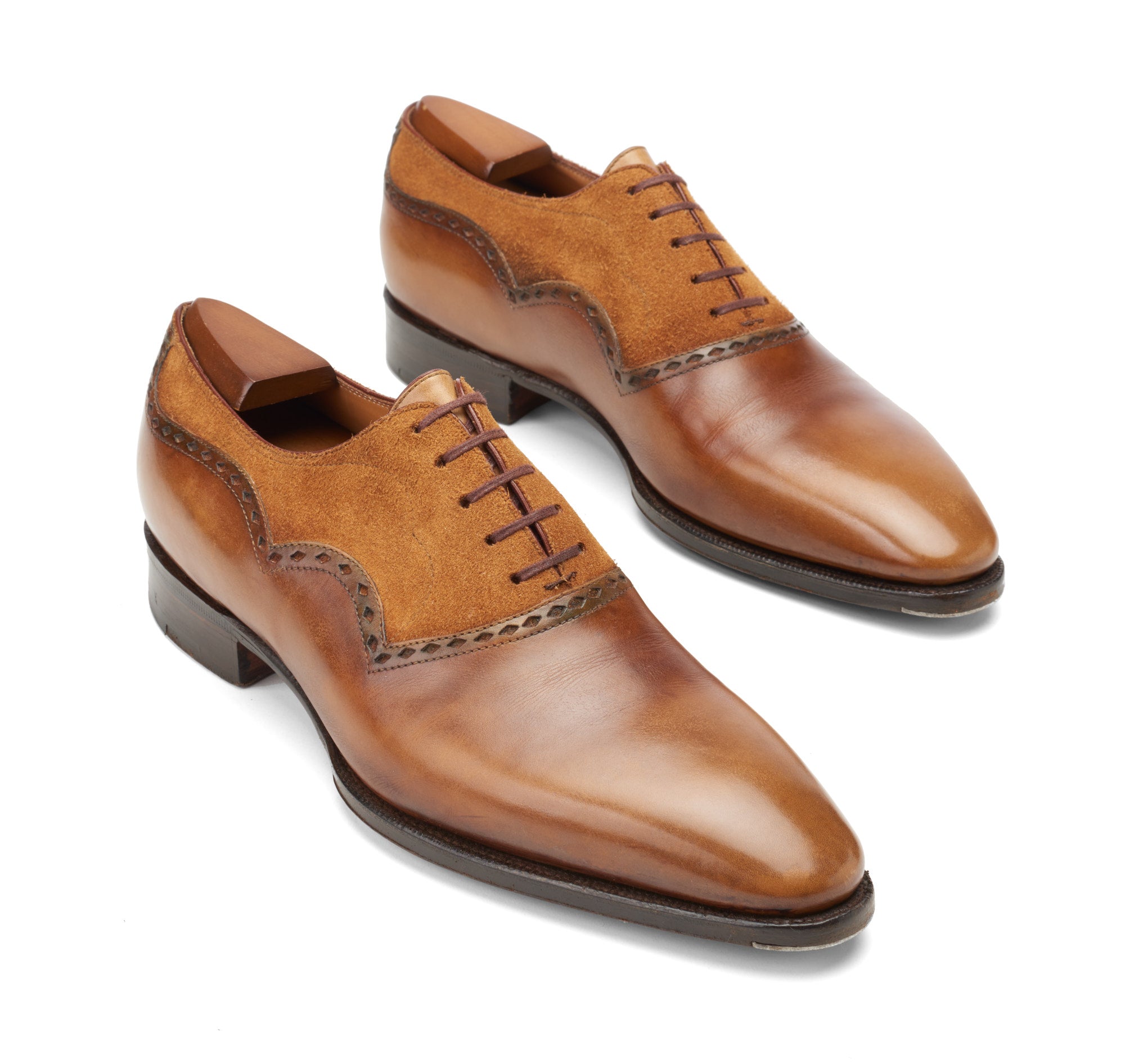 CORTHAY Paris "Wilfrid" Old Wood Calf Leather 5 Eyelet Oxford Shoes Size 7 Trees CORTHAY