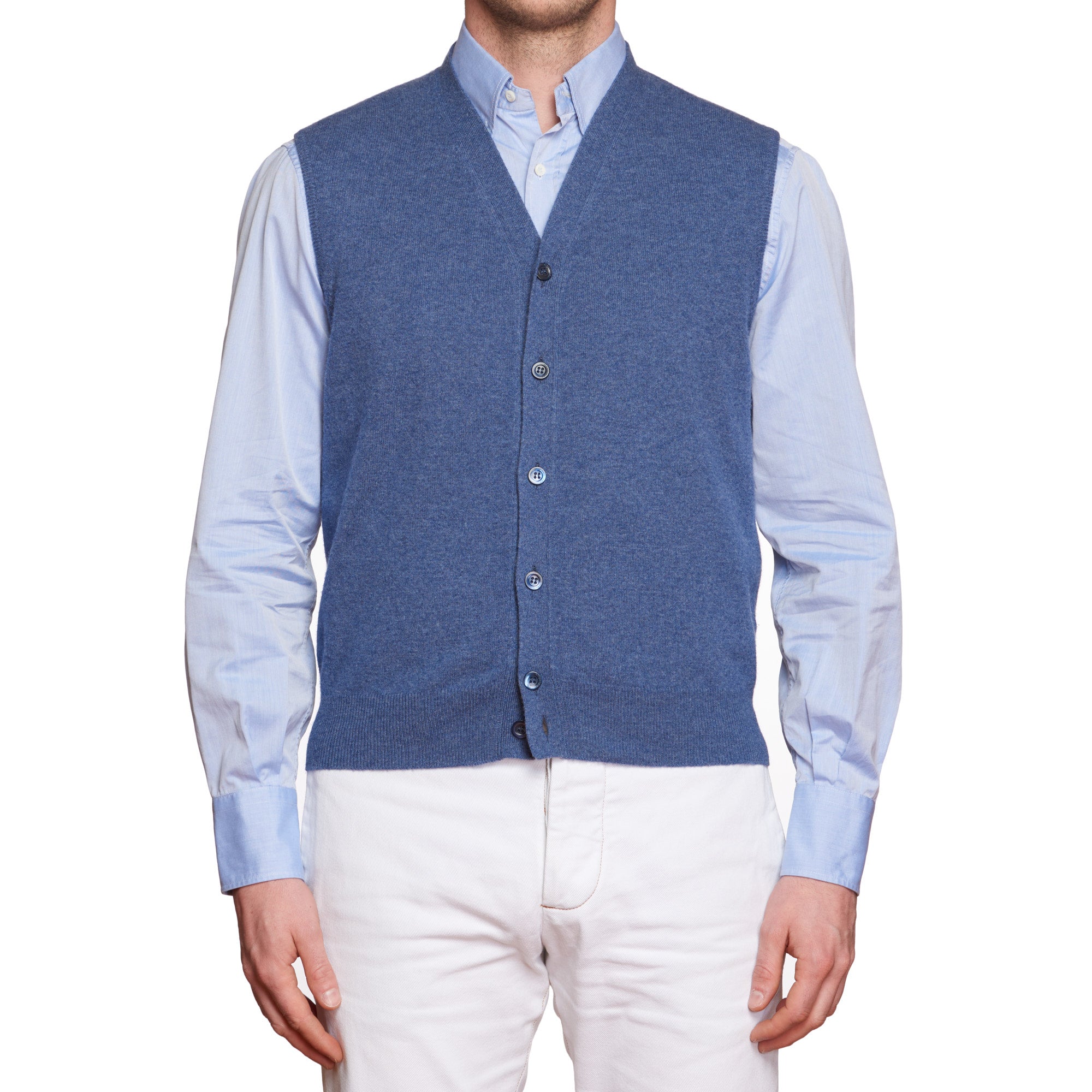 CRUCIANI Blue Cashmere Knit Sleeveless Cardigan Sweater Vest EU 50 NEW US M CRUCIANI