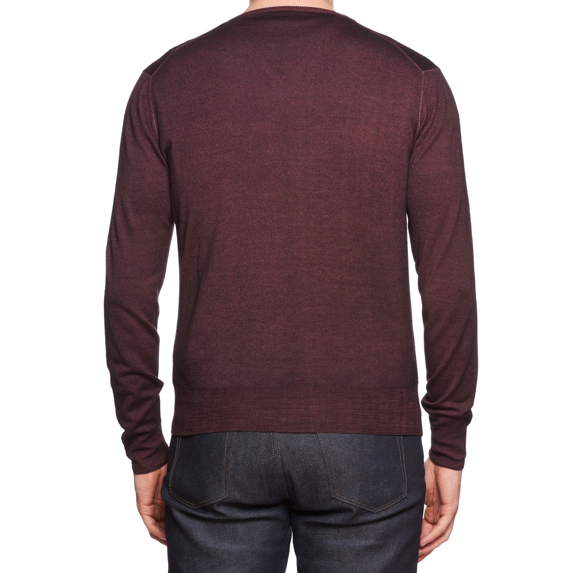 CRUCIANI Plum Wool Knit V-Neck Sweater EU 48 NEW US S CRUCIANI