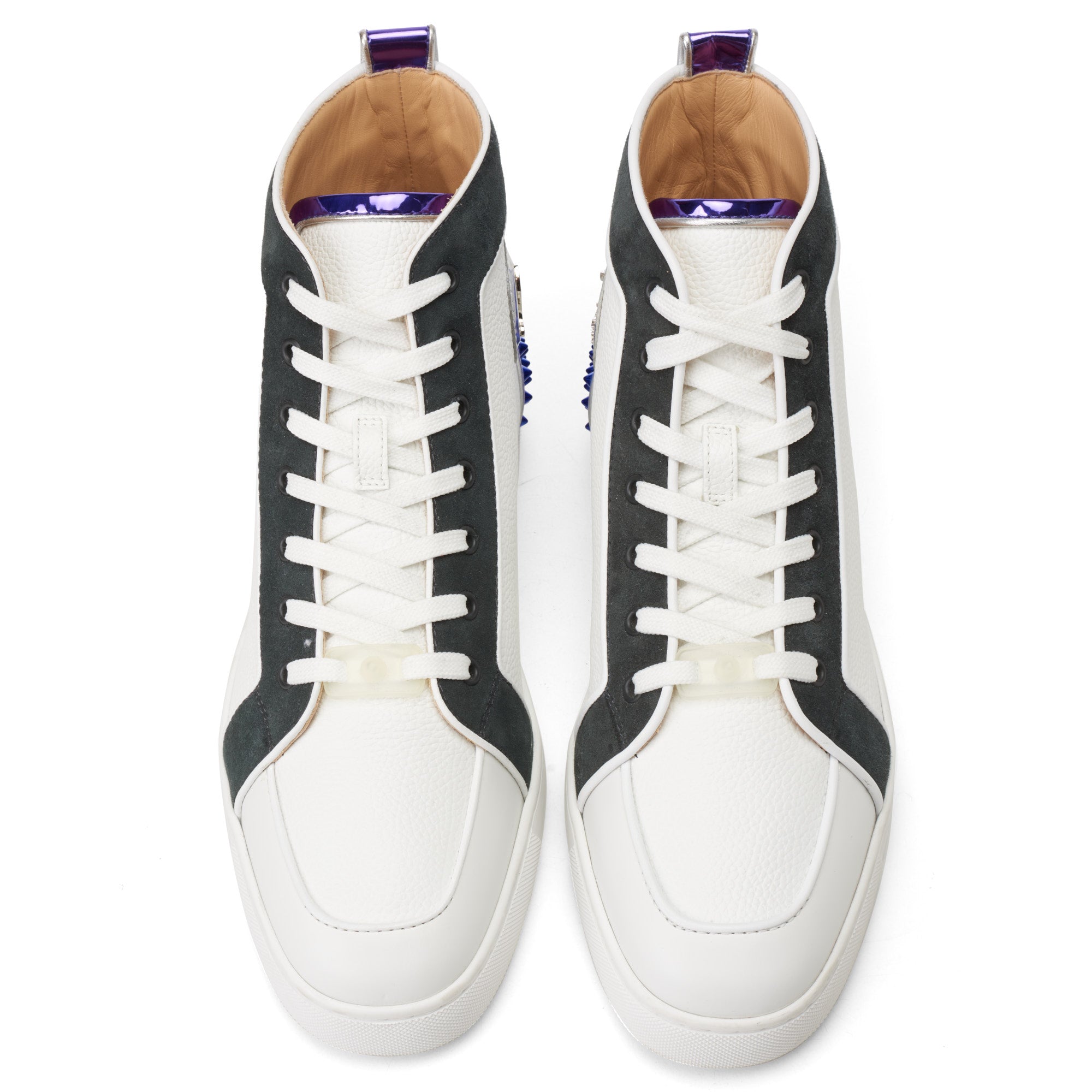 Christian Louboutin Mens White Lou Spike High Top Sneaker Size 41 US 8