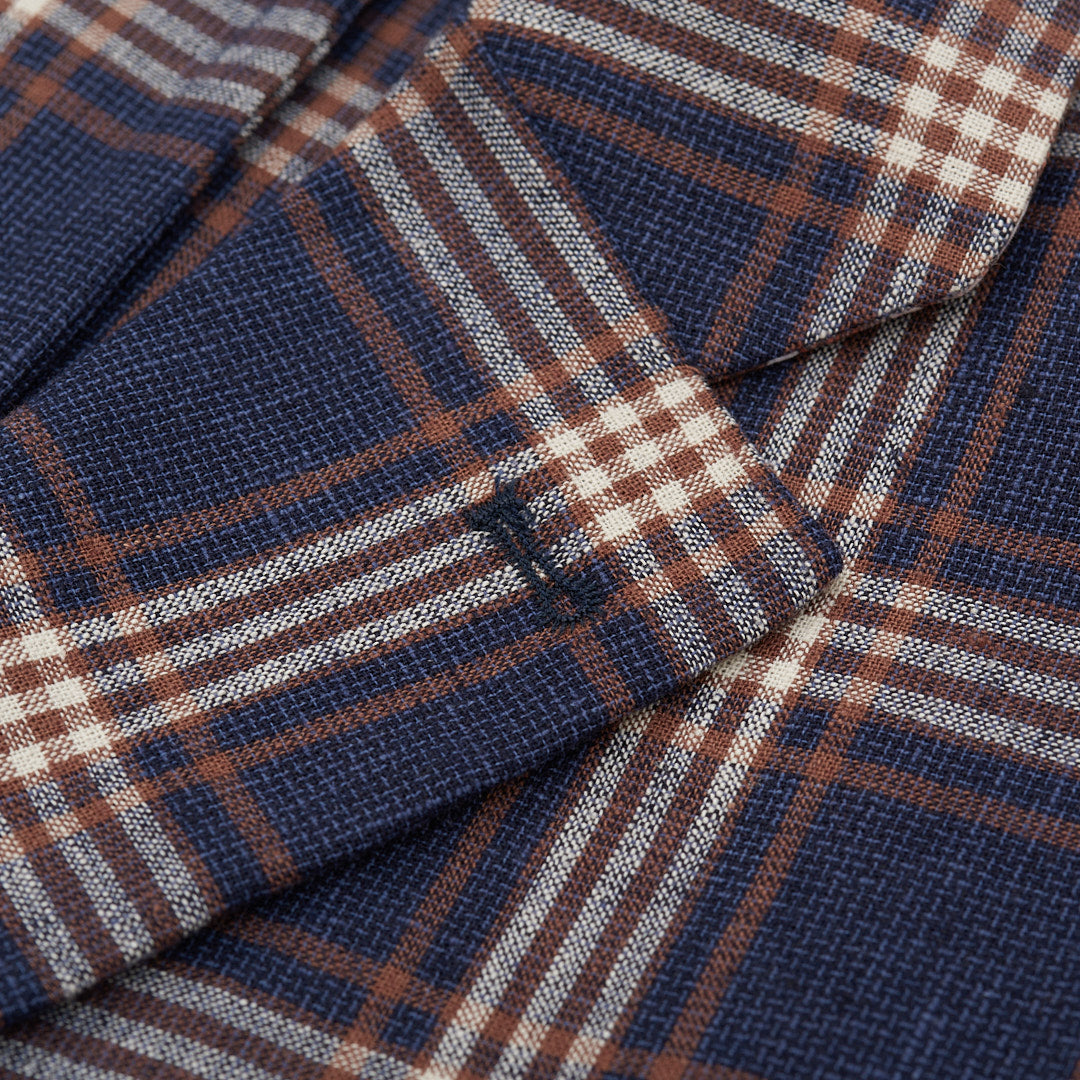 DAVID BROWN Blue Plaid Cotton-Linen Sport Coat Jacket NEW Slim fit DAVID BROWN