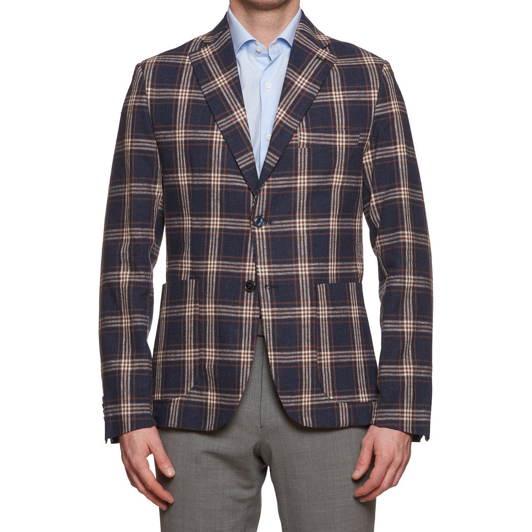 DAVID BROWN Blue Plaid Cotton-Linen Sport Coat Jacket NEW Slim fit DAVID BROWN
